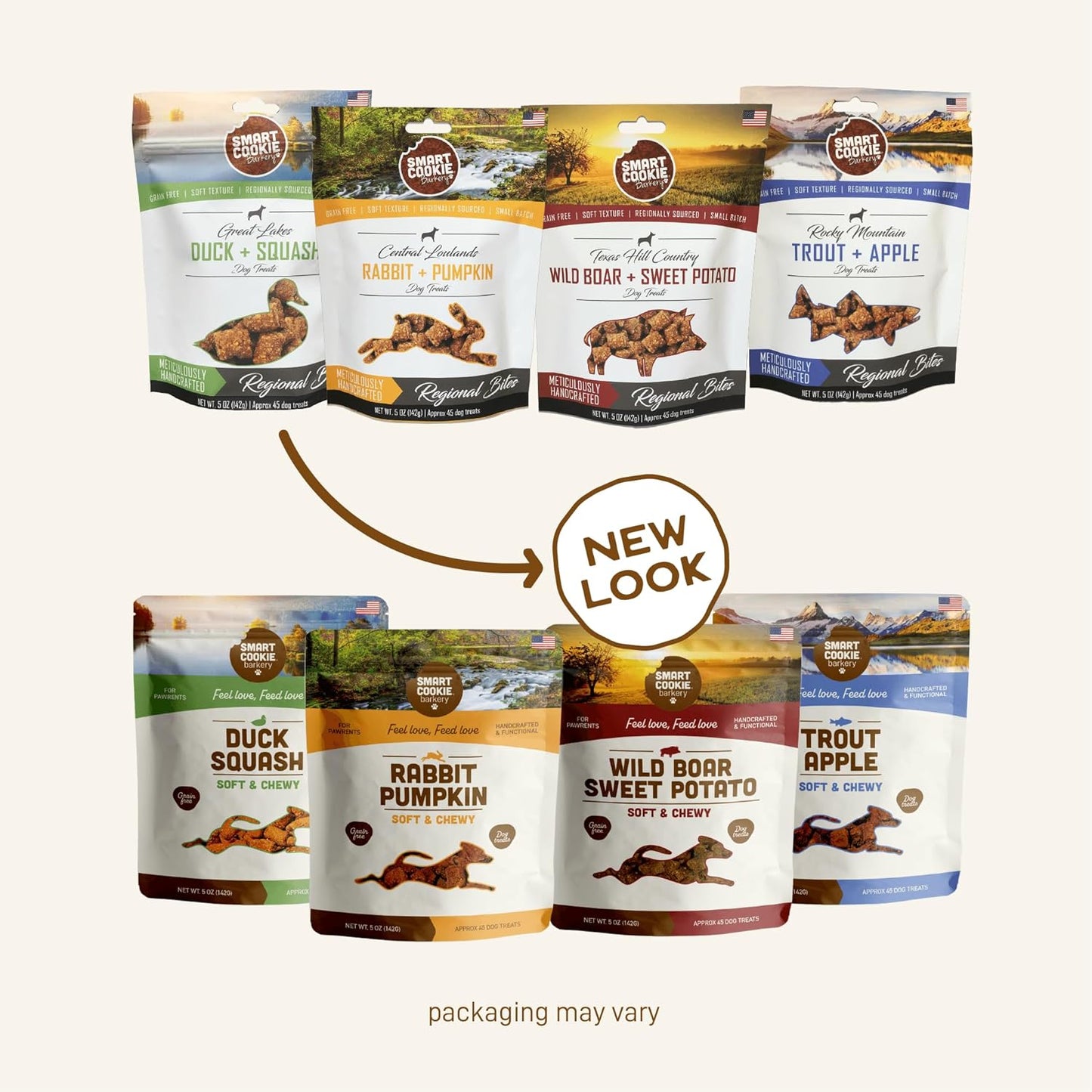 Smart Cookie All Natural Soft Dog Treats - 4 Flavor Variety Pack (5oz Each) - Healthy Dog Treats for Dogs & Puppies with Allergies, Sensitive Stomachs - Chewy, Grain Free, Made in USA