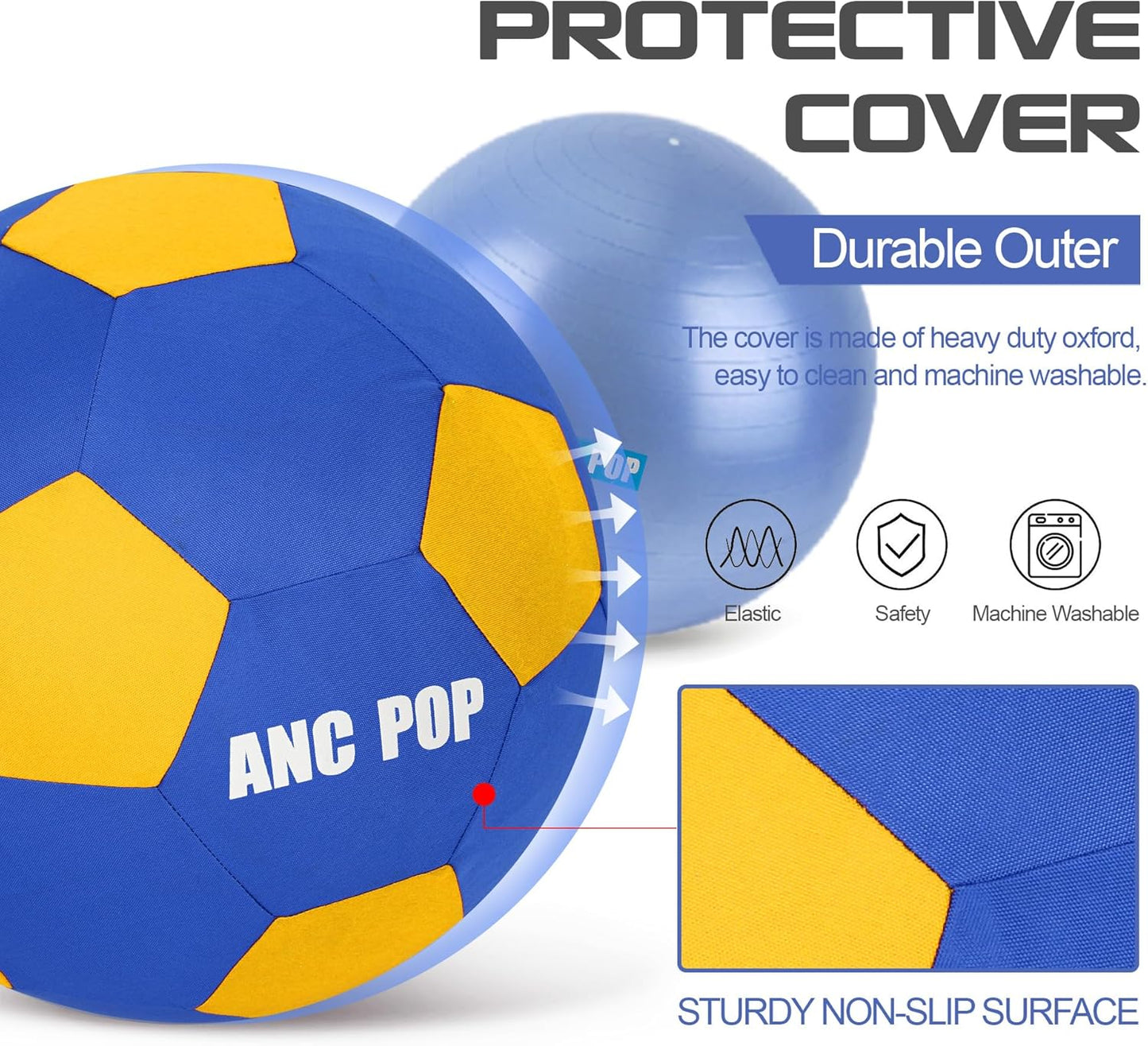 Herding Ball for Dogs Horse Ball & Cover 25" for Horses Large with Hand Pump for Play, Blue and Yellow