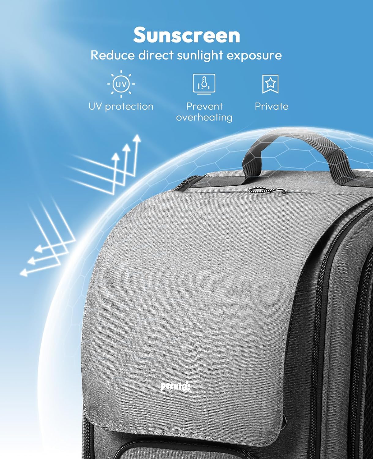 Pecute Cat Backpack Carrier, Large Space Cat Bubble Backpack, Breathable Cat Carrier, Shaded Dog Backpack Carrier, Ergonomic 3D Design for Travel, Hiking, Suitable for Shopping, and Vet, Gray