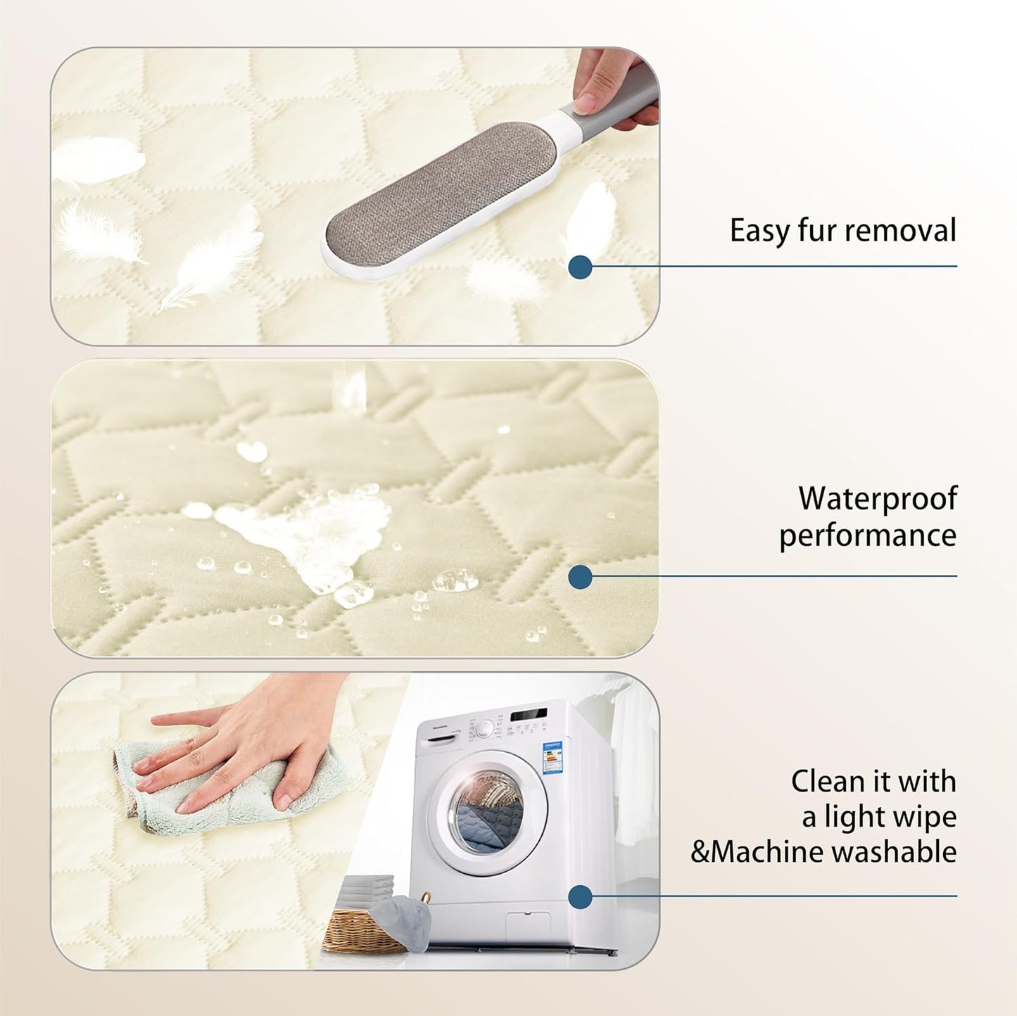 gogobunny 100% Double-Sided Waterproof Dog Bed Cover Pet Blanket Sofa Couch Furniture Protector for Puppy Large Dog Cat, Reversible (68x82 Inch (Pack of 1), Dark Cream/Light Cream)