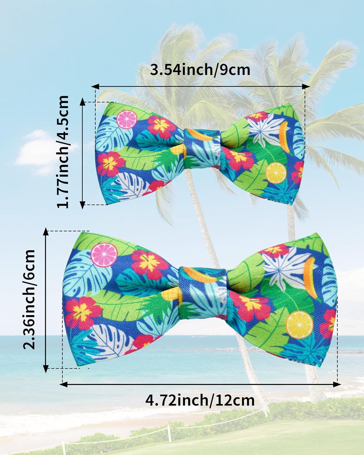 PET SHOW 10 Pack Summer Small Dog Bow Ties Sliding Collar Attachments Puppy Cats Hawaiian Bowties for Medium Dogs Floral Fruit Bowknots Party Holiday Pet Grooming Accessories(Small)