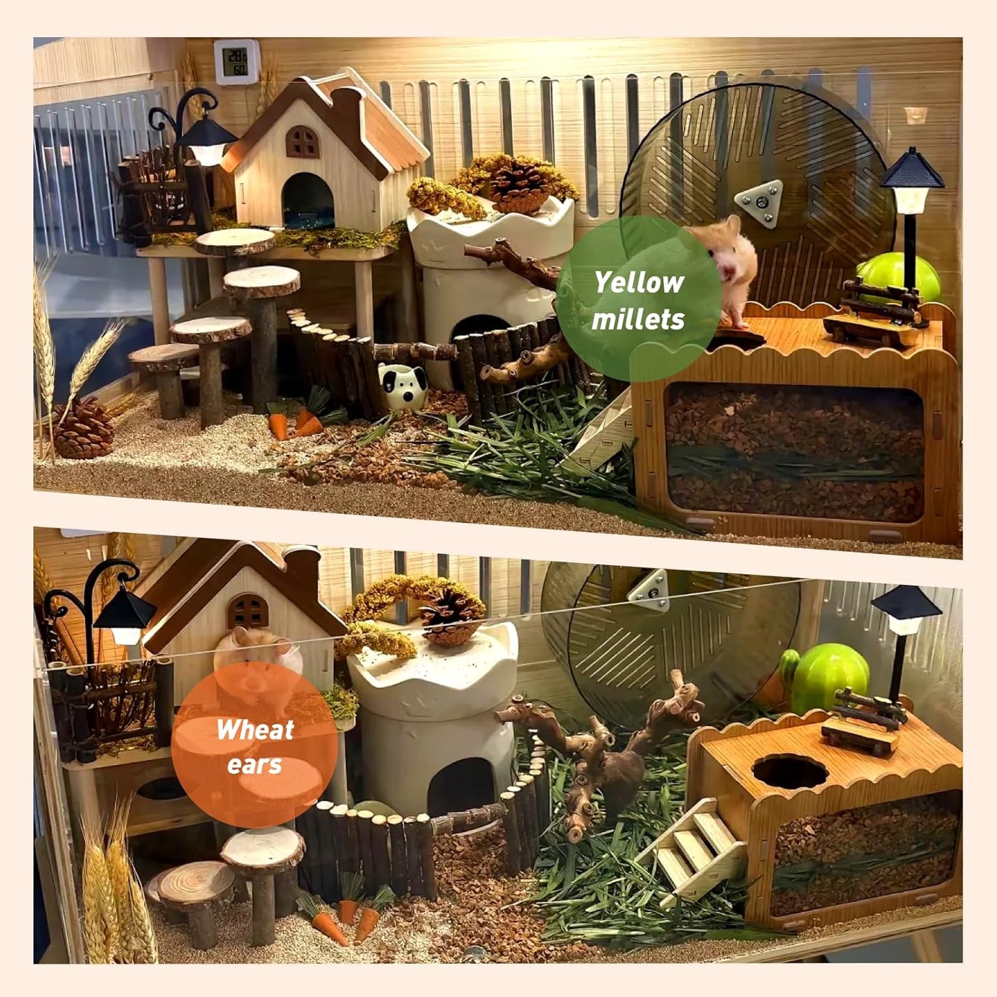 ZIPPYPET Hamster Sprays and Forage Accessories for Cages, Pet Mouse Decor Textures (5)