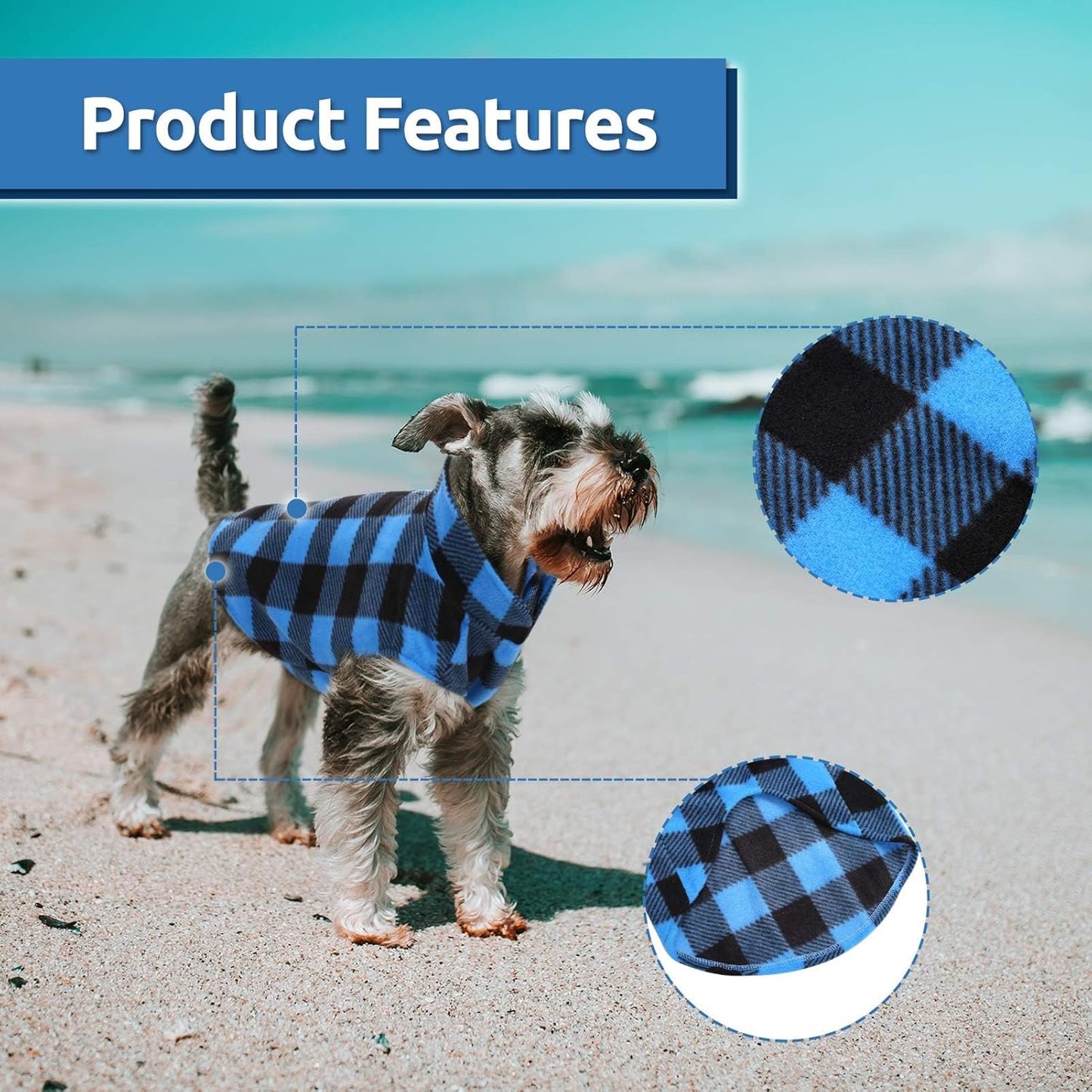 ASENKU Dog Sweater 3 Pack, Plaid Dog Fleece Vest, Soft Comfortable Pet Pajamas, Warm Winter Dog Shirt, Cold Weather Coat Jacket Pet Clothes for Small & Medium Dog Breeds