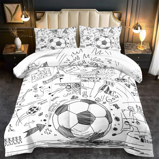 Football Sports Comforter Sets for Boys King,Soccer Comforter Sport Bedding for Boys Room,Gaming Bed Soccer Bedding King Set,Games Quilt Bedroom Bed Decor Kids and Teen