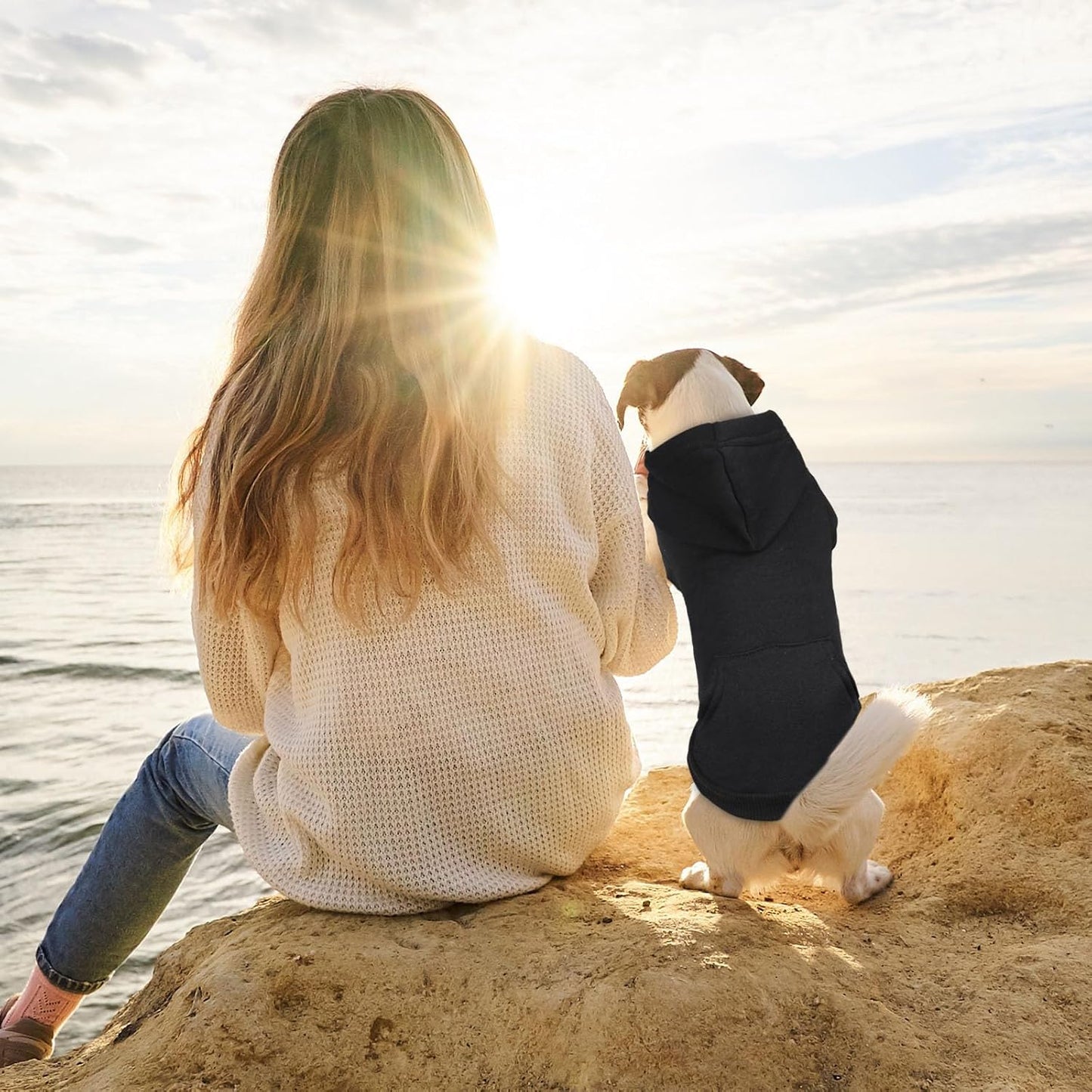 Dog Hoodie Dog Sweaters for Small Dogs Dog Sweater Soft Solid Brushed Fleece Dog Clothes Dog Hoodie Sweatshirt with Pocket(Black-XS)