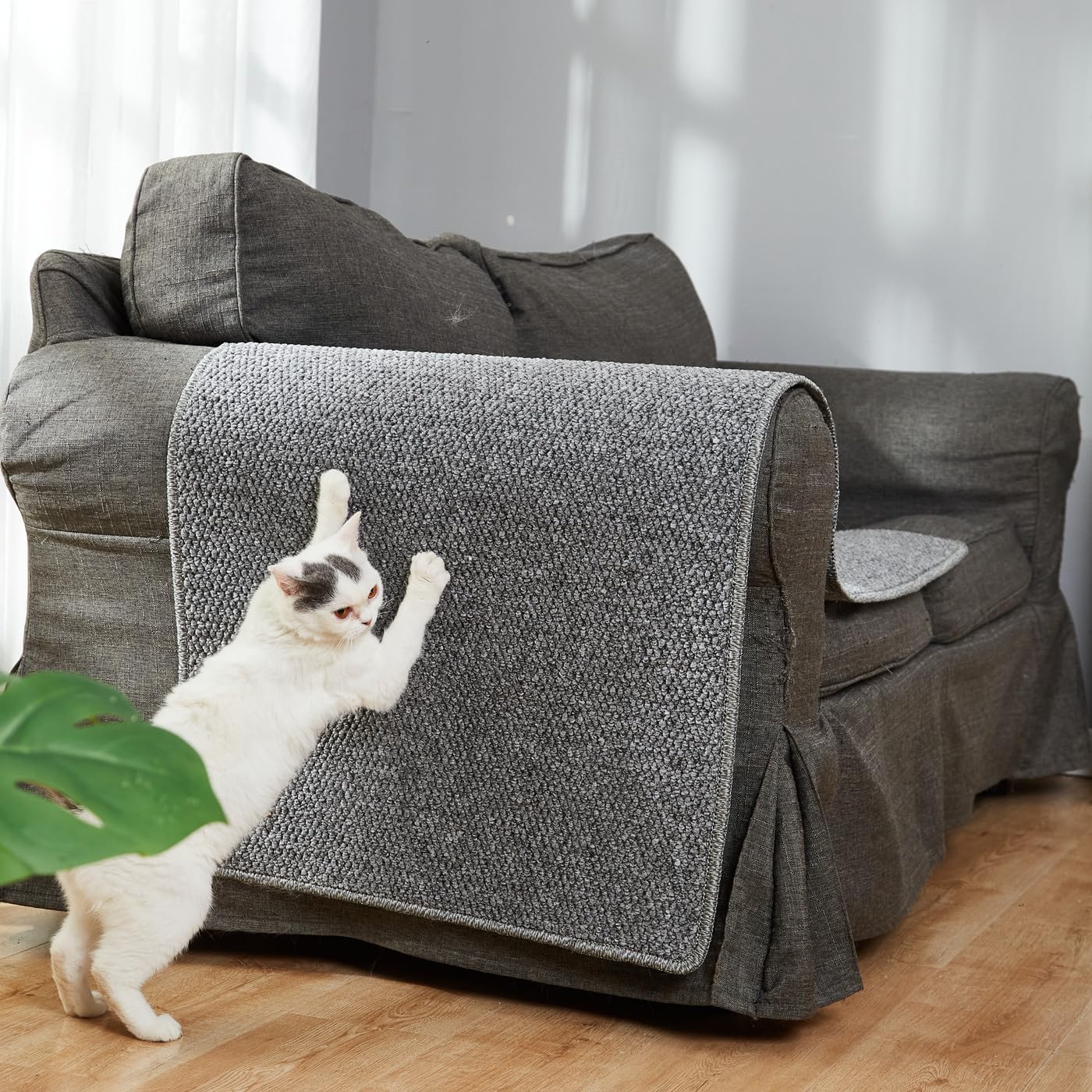 SHENGOCASE 67"x 23.6" Thickened Cat Wall Climbing Carpet, Cat Wall Furniture Scratcher, Scratching Post, Couch Sofa Protector (Grey)