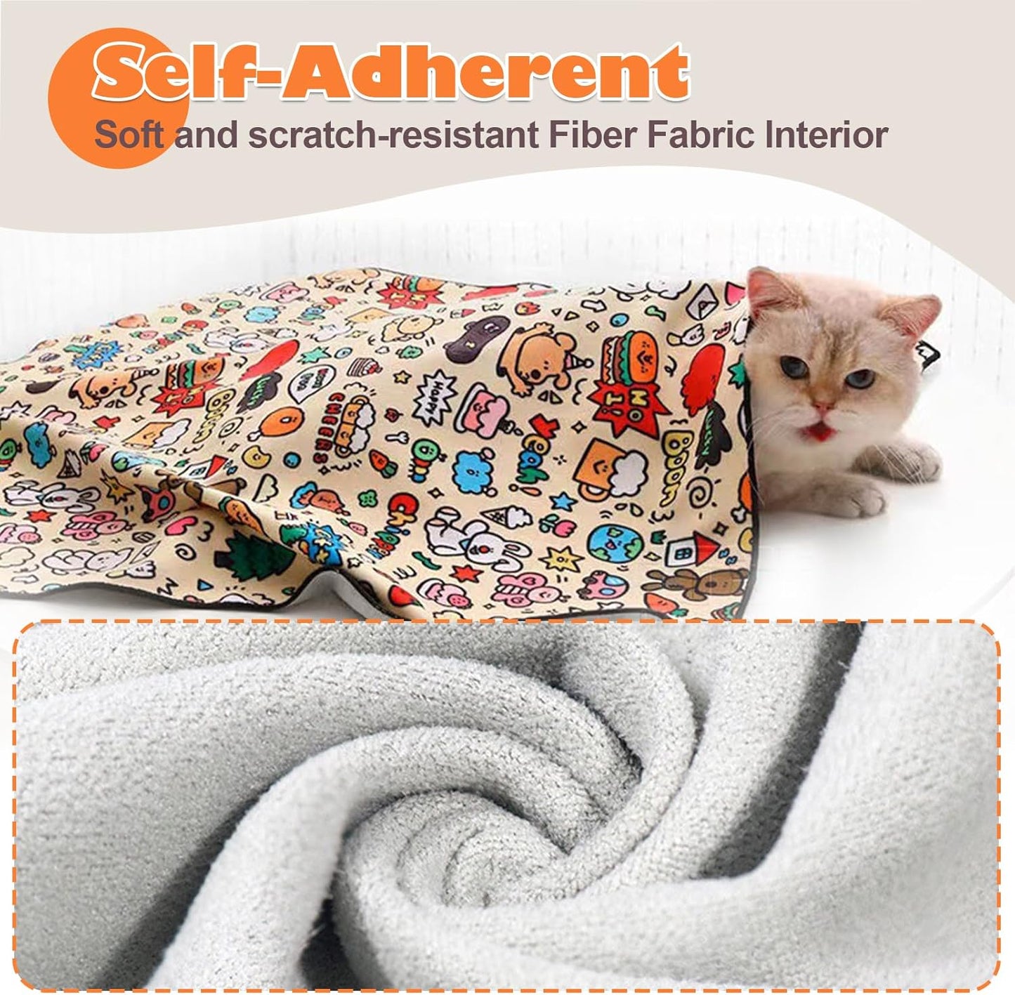 Cat Grooming Wrap, Cat Wrap Self-Adherent, Anti-Scratch Anti-Bite, Anti-Escape Grooming Bag for Cats Nail Clipping, Ear Cleaning, and Teeth Brushing (19.7 × 19.7" Dog)