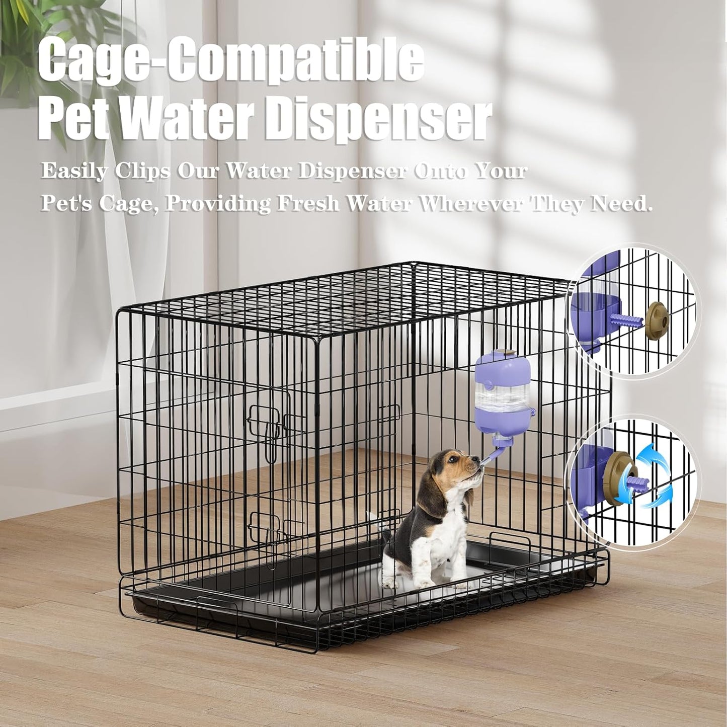 Dog Bowls with Puppy Weaning Bottles,3 in 1 Dog Bowl Set with Water Dispenser and 2 Food Grade Ceramic Bowls for Cats,Bunnies,Ferrets and Small Sized Dogs（Purple）