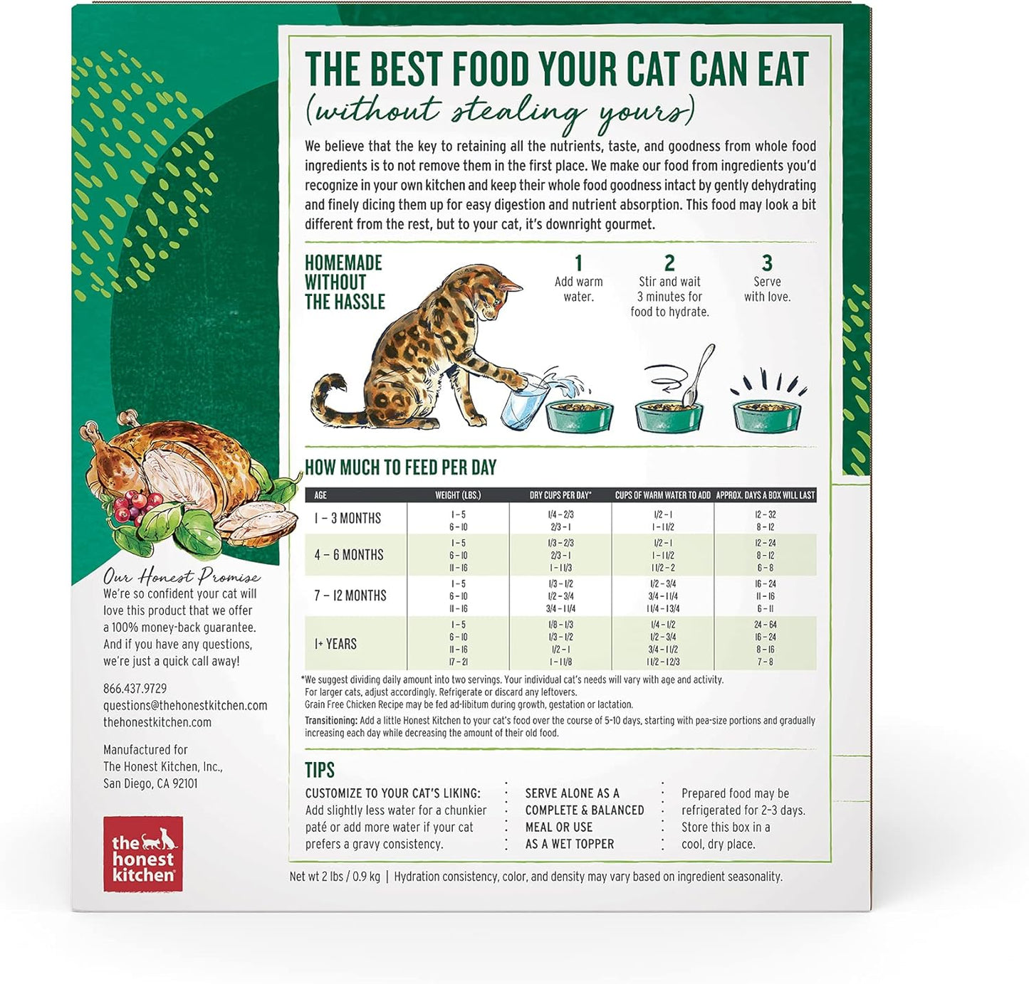 The Honest Kitchen Dehydrated Grain Free Chicken Cat Food, 2 lb Box