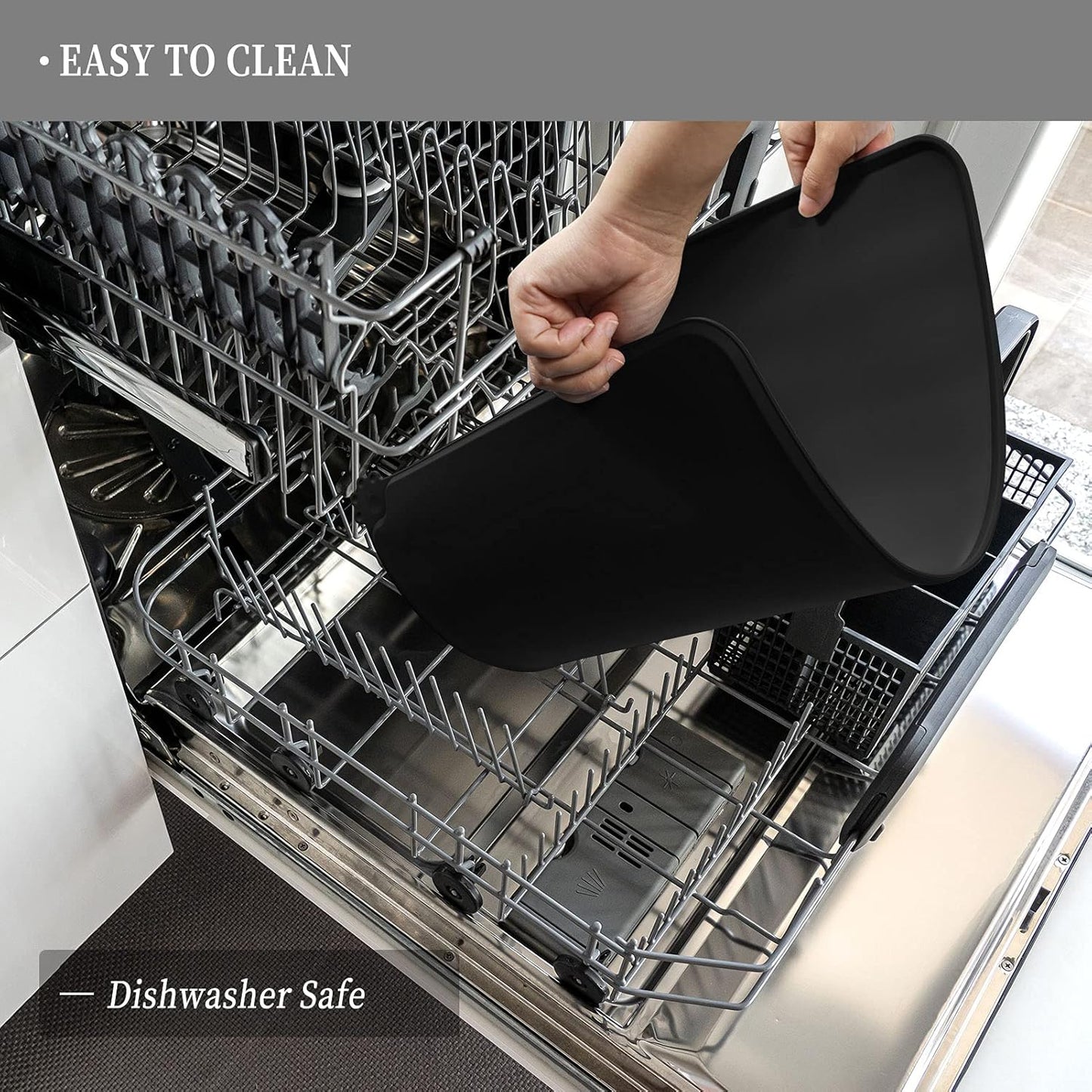 Waterproof Pet Feeding Mat with High Raised Edges, Heavier and Thicker Placemats for Cat Dog Water Bowl with BPA Free, Dogs Cats Food Mats for Messy Drinkers to Prevent Spill and Protect Floors