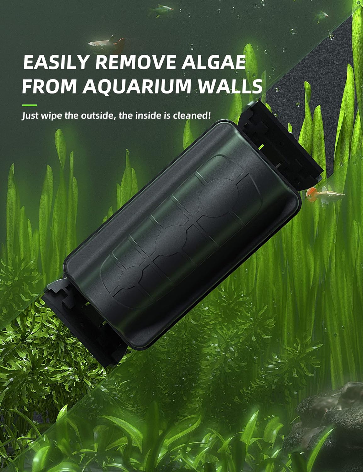 Jasonwell Magnetic Aquarium Fish Tank Cleaner Magnet Scraper for Glass Aquariums Cleaning Tools Scrubber Floating Brush (M)