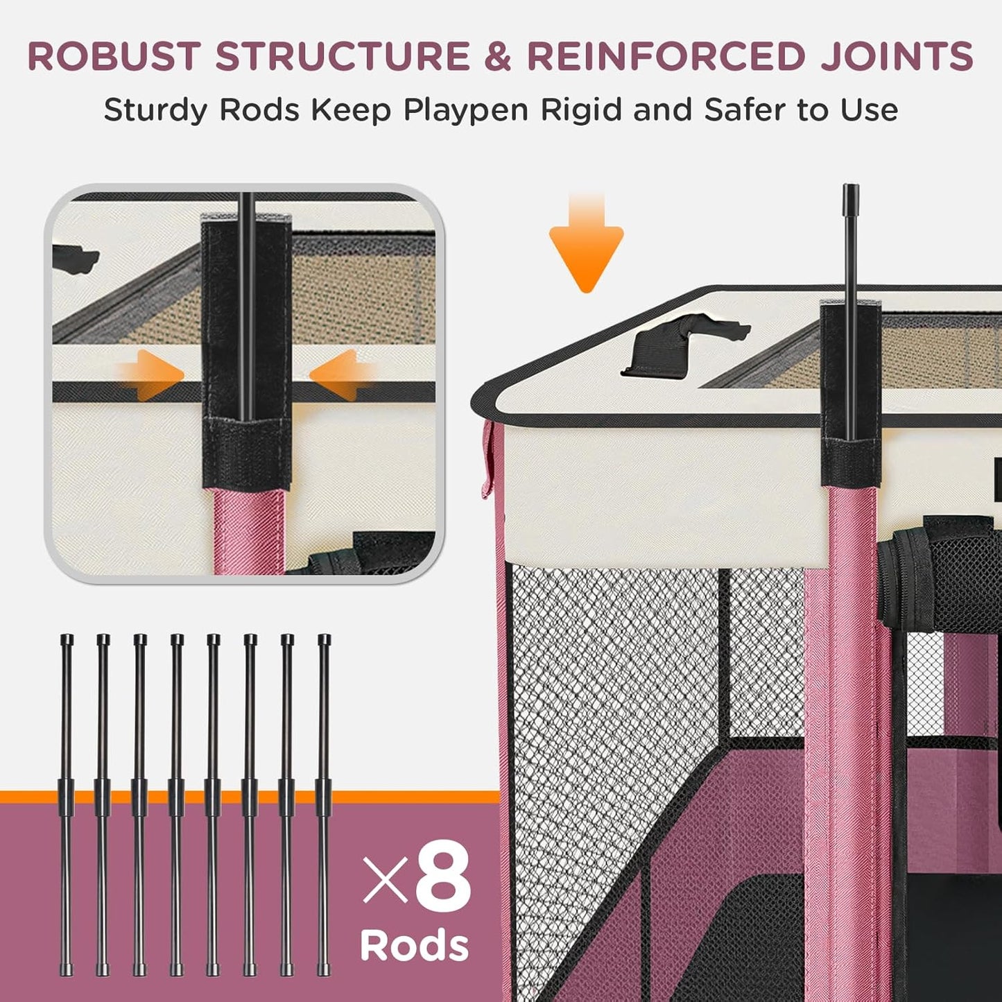 Foldable Pet Kitten Playpen, Upgrade Waterproof Portable Cat Dog Playpen Kennel Tent for Dog Cat, Removable Shade Cover with Free Carrying Case, Indoor Outdoor Use for Small Pet, Pink