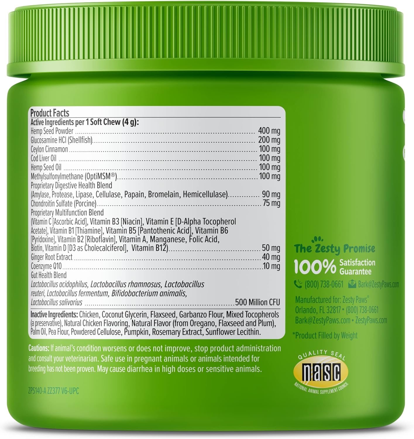 Zesty Paws 8-in-1 Bites for Dogs + Hemp Seed, 90 Count (Packaging May Vary)