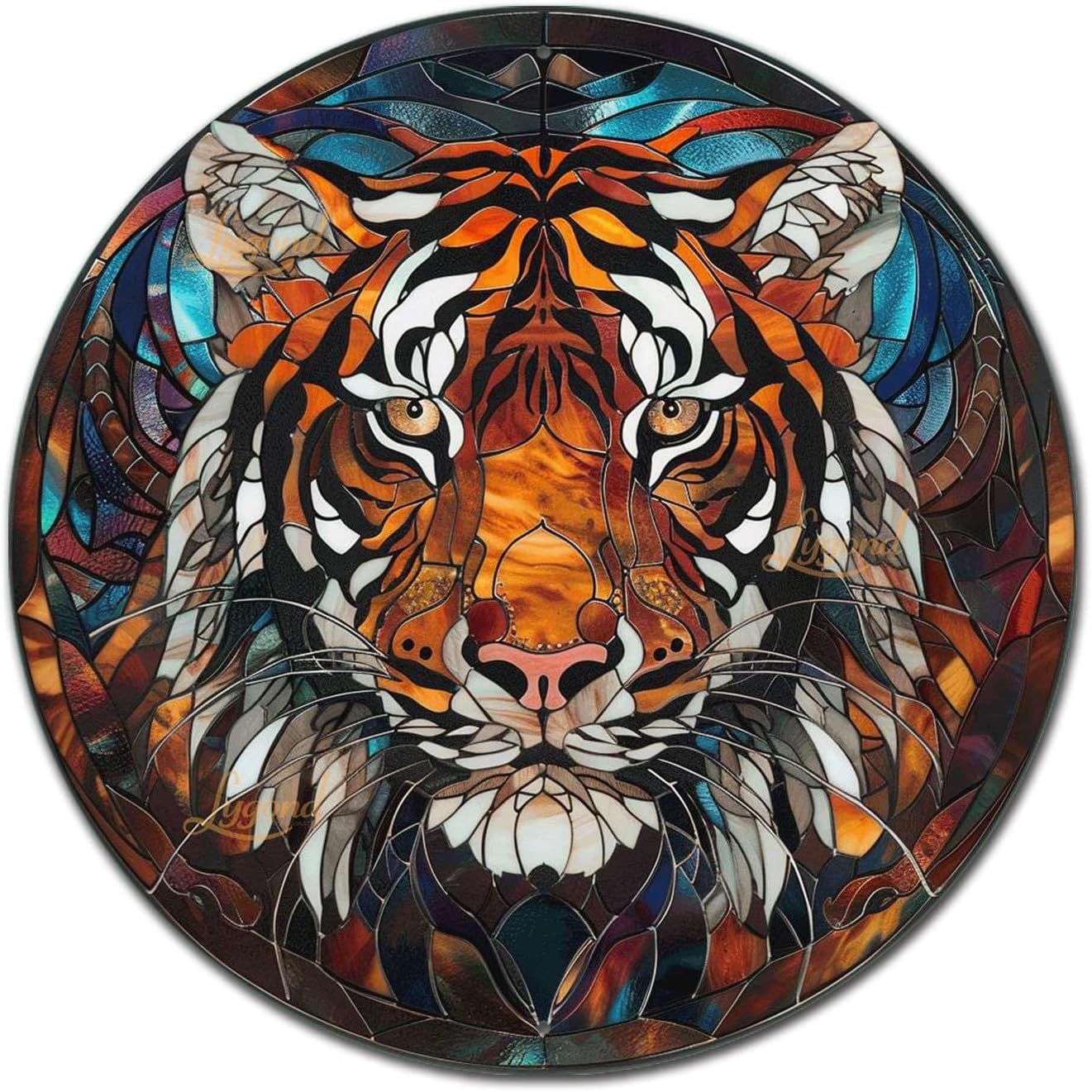 Lygond Metal Sign - Circular Stained Glass Tigle Sign For Bar - 88 Inches