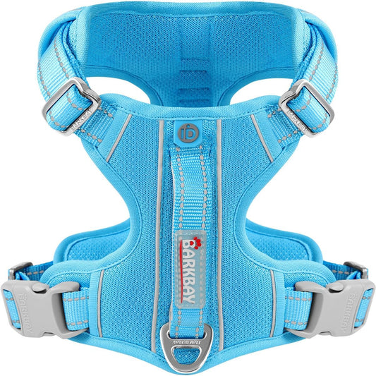 BARKBAY Dog Harness No Pull with ID Tag Pocket - Heavy Duty, Reflective, Easy Control for Large Dogs(Blue,S)