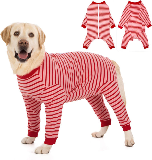 Yeapeeto Dog Onesie Surgery Recovery Suit for Large Medium Bodysuit Dogs Pajamas PJS Full Body for Shedding, Prevent Licking, Wound Protection, Cone Alternative… (Red Pink, 6X-Large (Pack of 1))