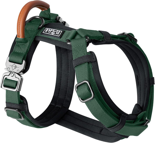 MADE TO ROAM Premium Explorer Harness - Y-Shaped Dog Harness with Adjustable Durable Nylon, Soft Padding, Metal Buckles and Leather Handle for Small, Medium, Large Dogs (Maine Marina, Size 6)