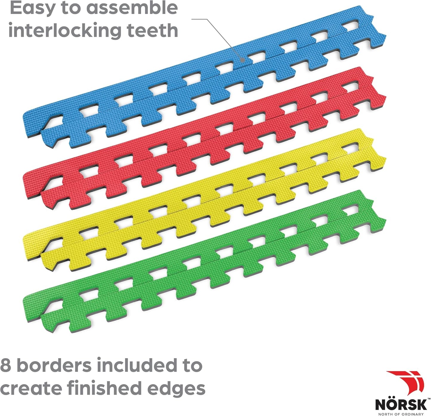 Norsk Reversible Kids Puzzle Play Mats 1/2" Thick EVA Interlocking Foam Tiles (Multicolor/Black 28 Tiles - 112 sq. Ft. 1/2" Thick)