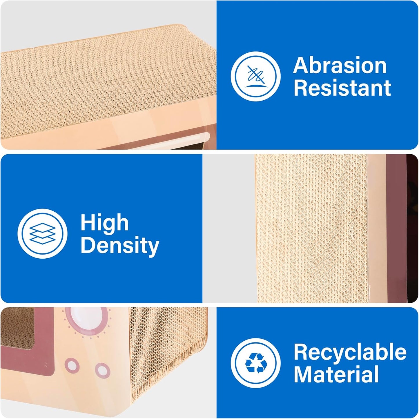 Oven Cat Scratcher Board - Durable Lounge Bed for Cats - Indoor Scratch Pad & Play House - Corrugated Toy for Cat Birthday - 17.3L*13.4W*9.1H