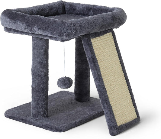 17.7-inch Small Cat Tree Tower with Scratching Post for Indoor Cats,Grey