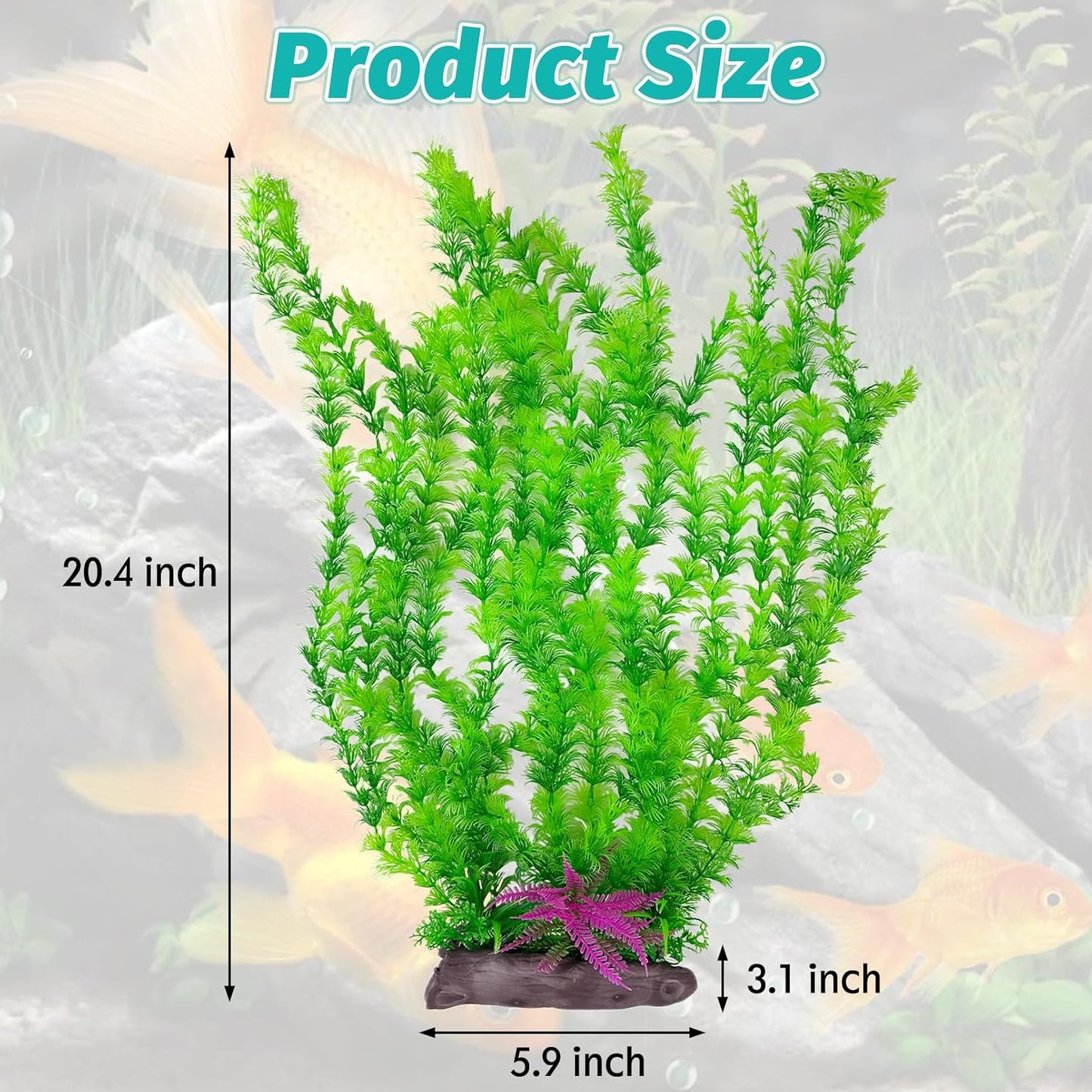 Hamiledyi Aquarium Plastic Plants Aquarium Decor Artificial Fish Tank Plants,Tall Fish Tank Decorations, Extra Large Aquarium Plant 20.4-inch Tall,1PCS