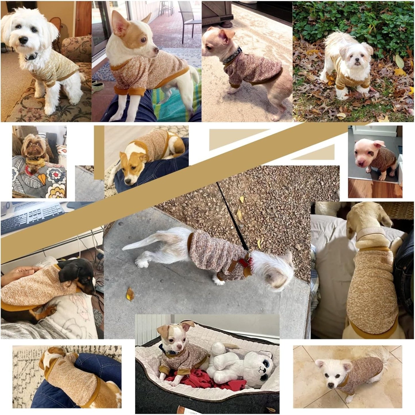 Jecikelon Dog Clothes Dogs Sweater Soft Puppies Clothing Winter Puppy Sweaters Warm Outfit for Dogs Small XXS XS Cat Apparel (Khaki, XL)