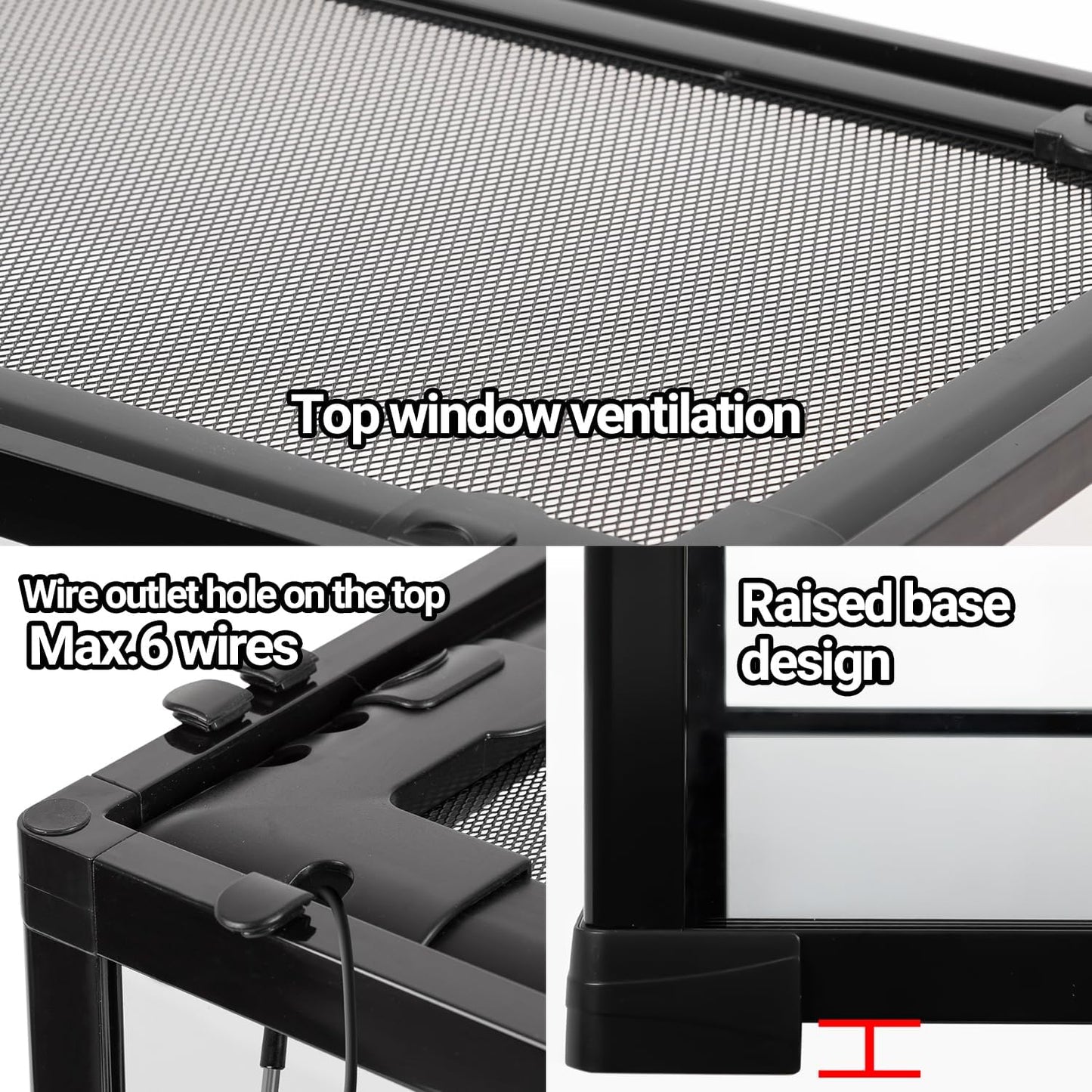 OiiBO Reptile Tank Terrarium 24" x 16" x 16", 2 in 1 Reptile Habitat Terrarium with Front Sliding Doors Screen Ventilation for Lizard Gecko Tortoise