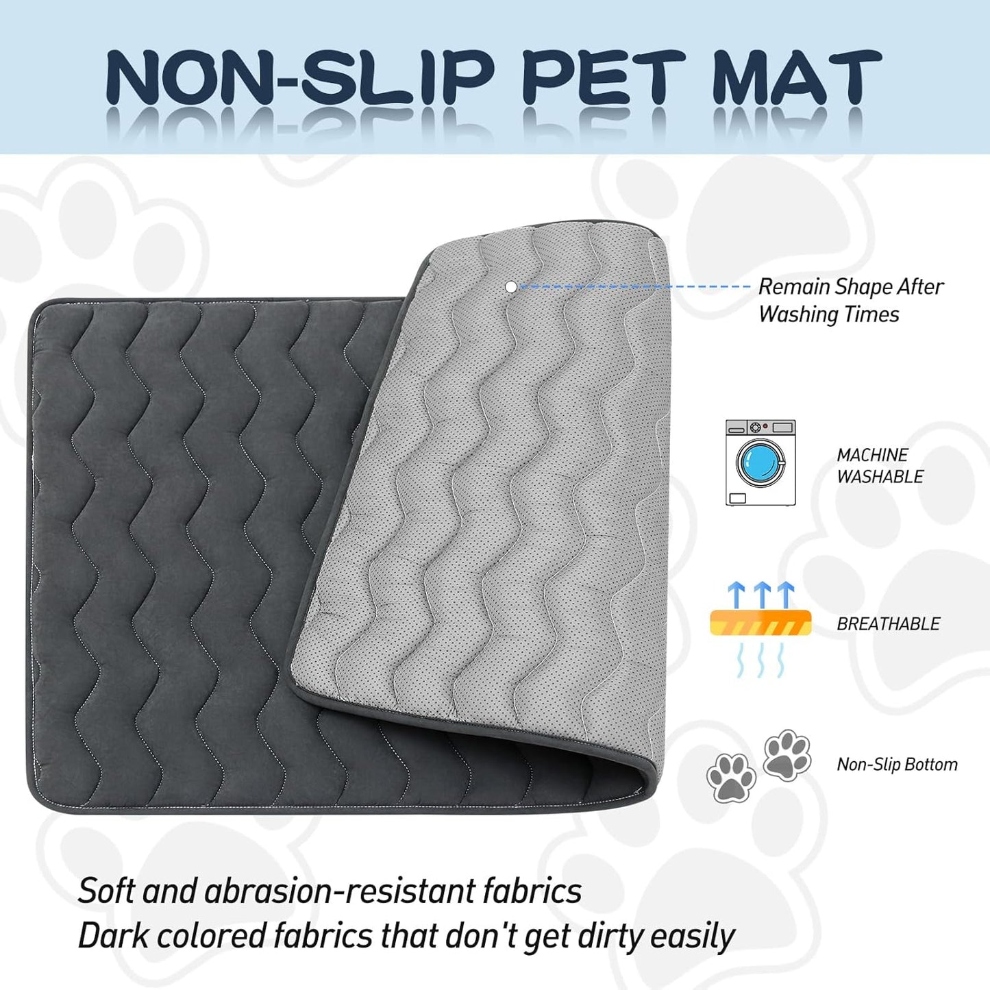 Bubble bear Dog Crate Mat - Upgraded Thick, Ultra Soft, Washable & Anti-Slip Kennel Pad for Small/Medium/Large Dogs, Dark-Hued to Hide Stains (59"x35")