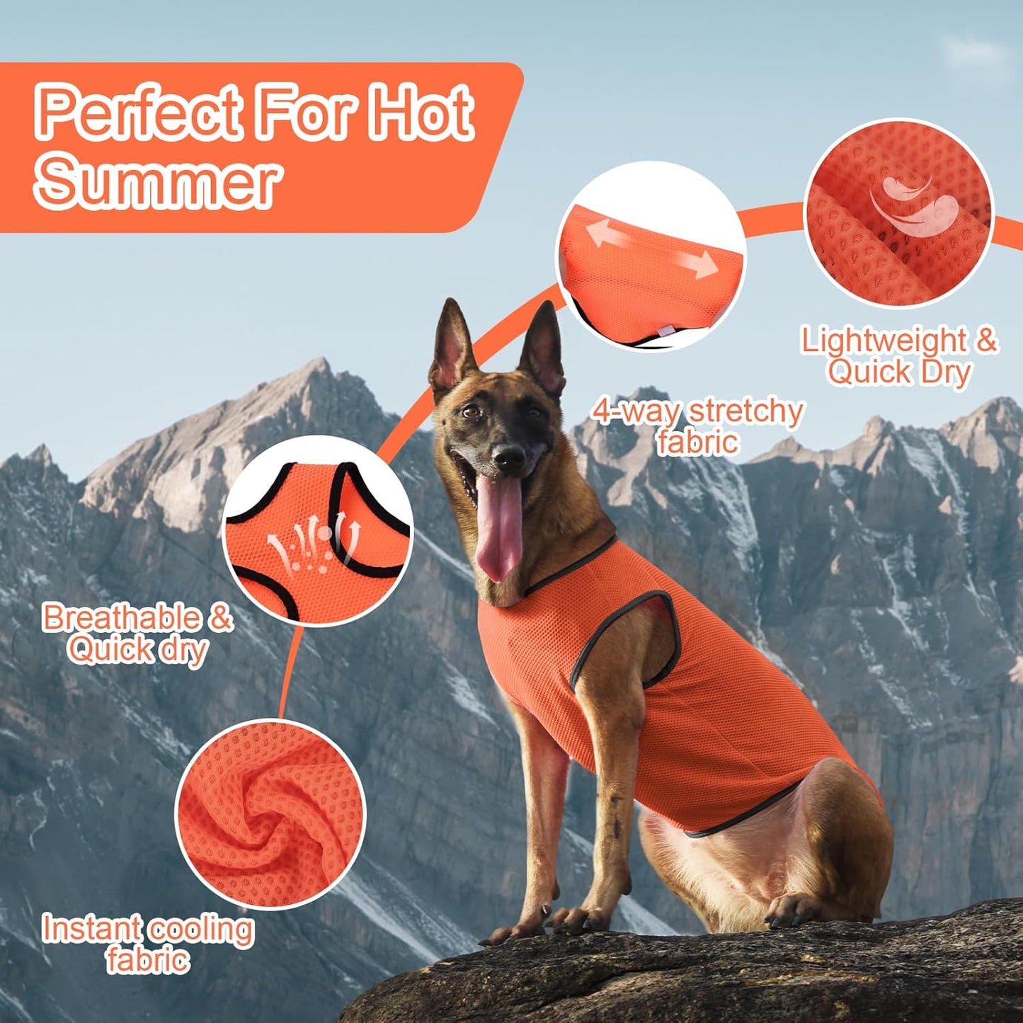 2 Pack Cooling Shirts for Dogs, Lightweight Mesh Breathable Dog Clothes for Medium Dogs Boy Girl,Sun-Protection Sleeveless Shirts for Dog&Cat Puppy Vest Pet Apparel - L