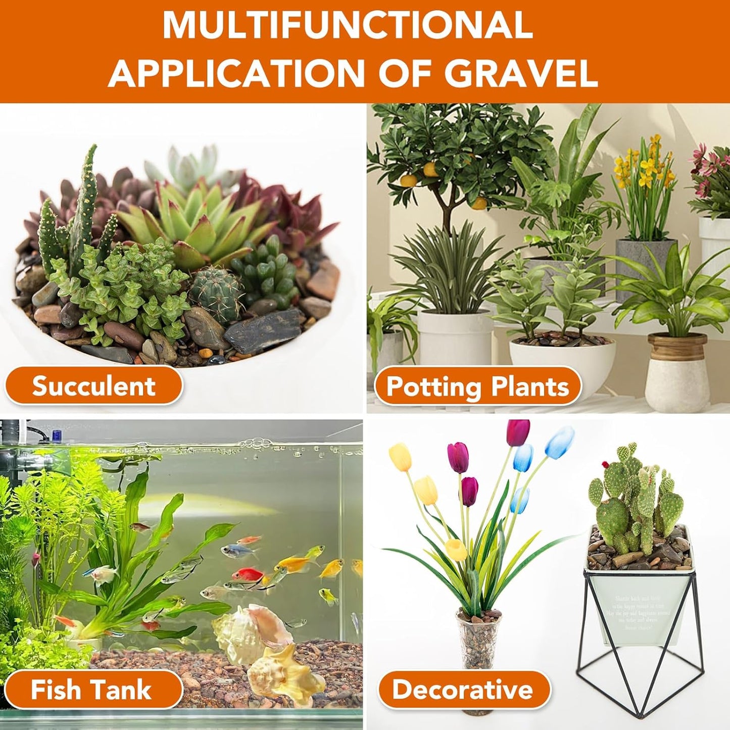 WDEFUN 10 LBS Aquarium Gravel River Rock Stones, Natural Decorative Polished Mixed Colorfl Gravel,Outdoor Decorative Stones for Plant Aquariums, Landscaping, Vase Fillers