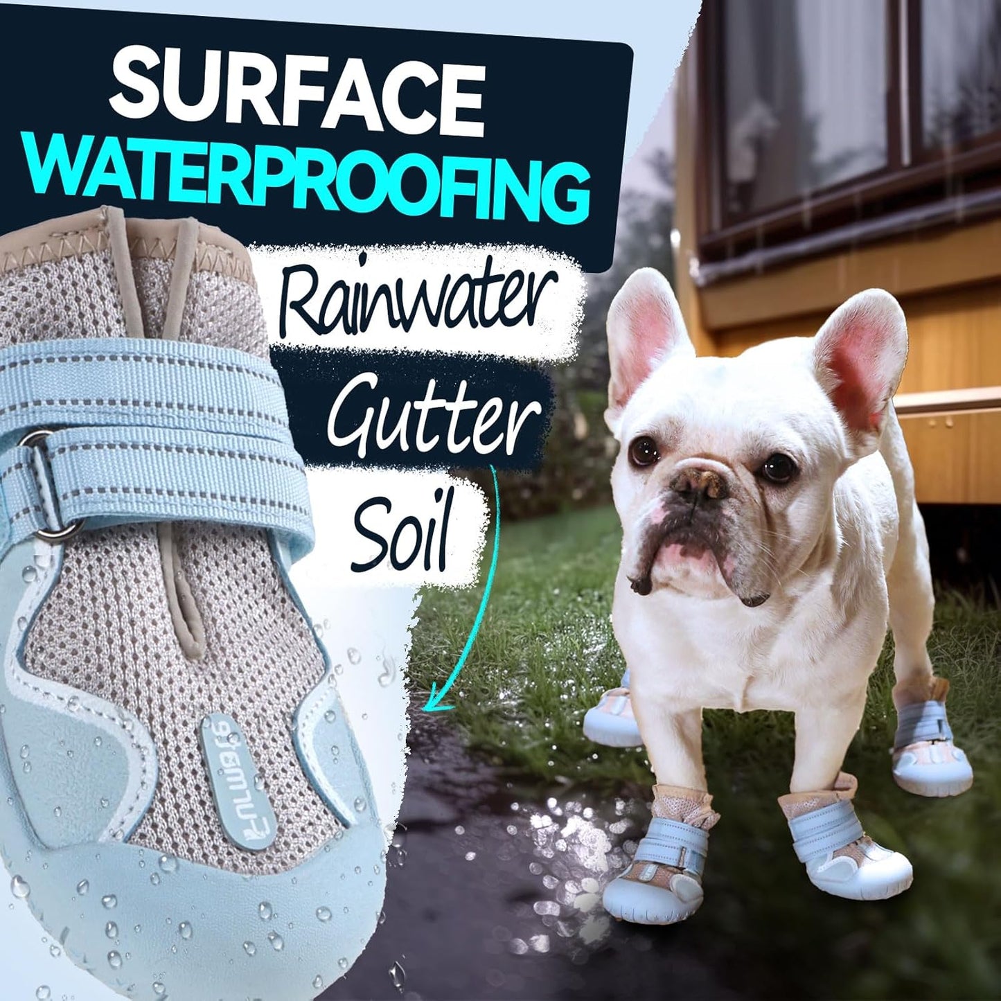 Dog Shoes for Large Small Medium Dogs, Breathable Mesh Dog Boots & Paw Protectors for Summer Hot Pavement Winter Snow, Waterproof Anti-Slip Dog Booties for Hiking Hardwood Floors(Blue-Beige5)