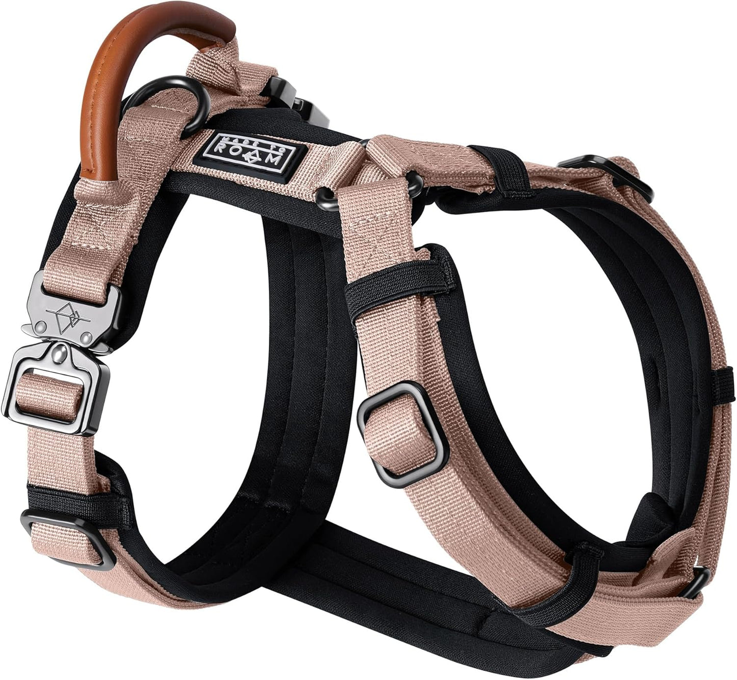MADE TO ROAM Premium Explorer Harness - Y-Shaped Dog Harness with Adjustable Durable Nylon, Soft Padding, Metal Buckles and Leather Handle for Small, Medium, Large Dogs (Utah Glow, Size 1)