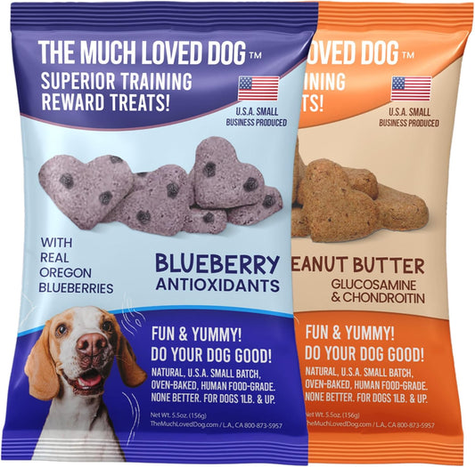 The Much-Loved Dog!™ Get More. Pay Less! Fun & Yummy, Small-Batched Baked, Fresh Blueberry Training & Reward Treats, 100% U.S.A., Human-Grade! (Pack of 2)