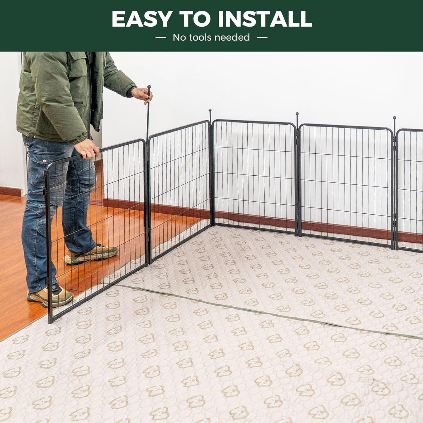 FXW Rollick Unleashed Dog Playpen for Indoor, Yard, RV Camping, 40 inch 8 Panels for Medium and Large Dogs, Black│Patented