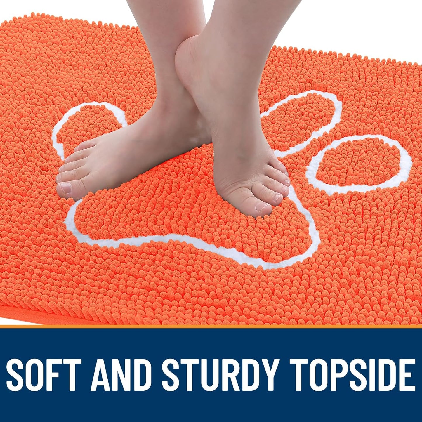 OLANLY Door Mat for Muddy Dog Paws 30x20, Ultra Absorbent Chenille Mud Doormat with Paw Print Design, Non-Slip Washable Doormat for Indoor Entryway, Quick-Dry Pet Bed Mats for Dirty Dogs, Coral