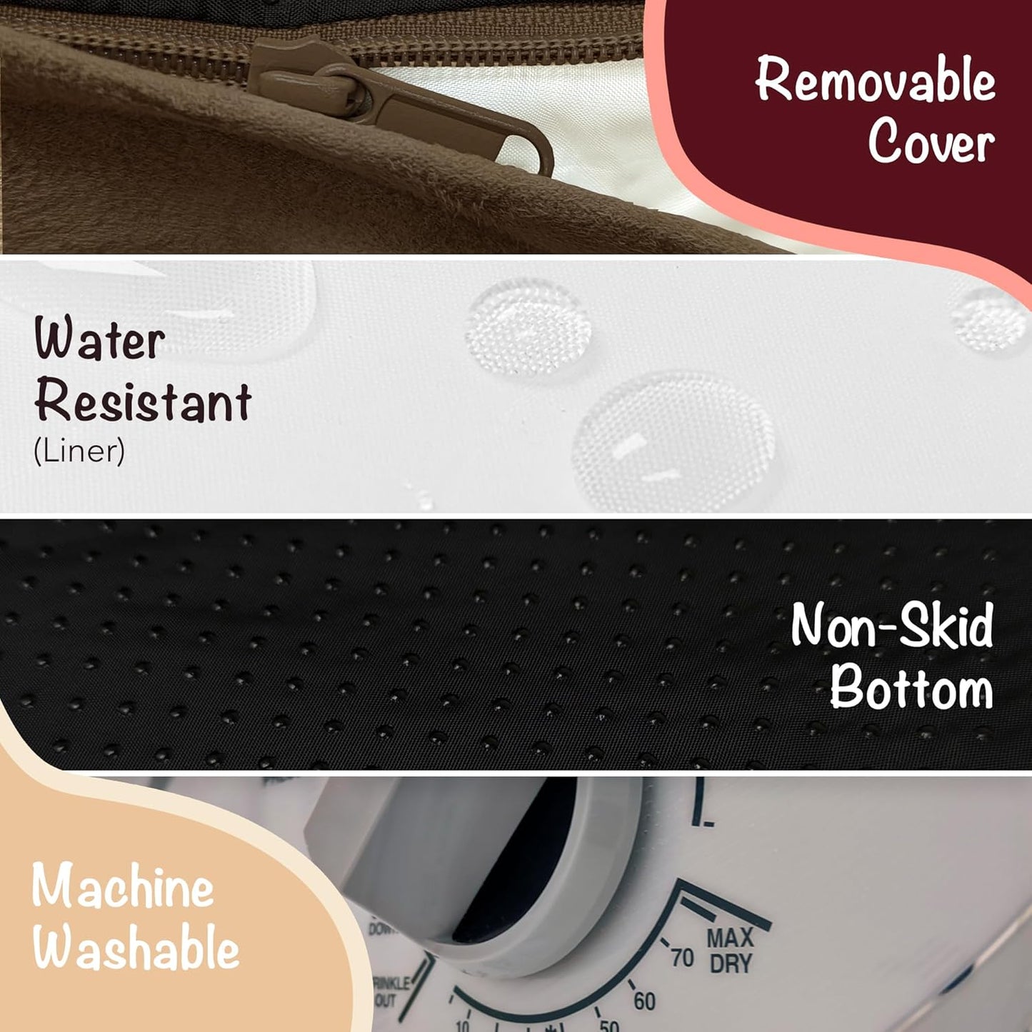 Chester Large Dog Bed - Orthopedic Memory Foam Mattress, Calming Couch, Wall Rim Pillow, Water Resistant, Washable Cover, Non-Slip, Cocoa Brown