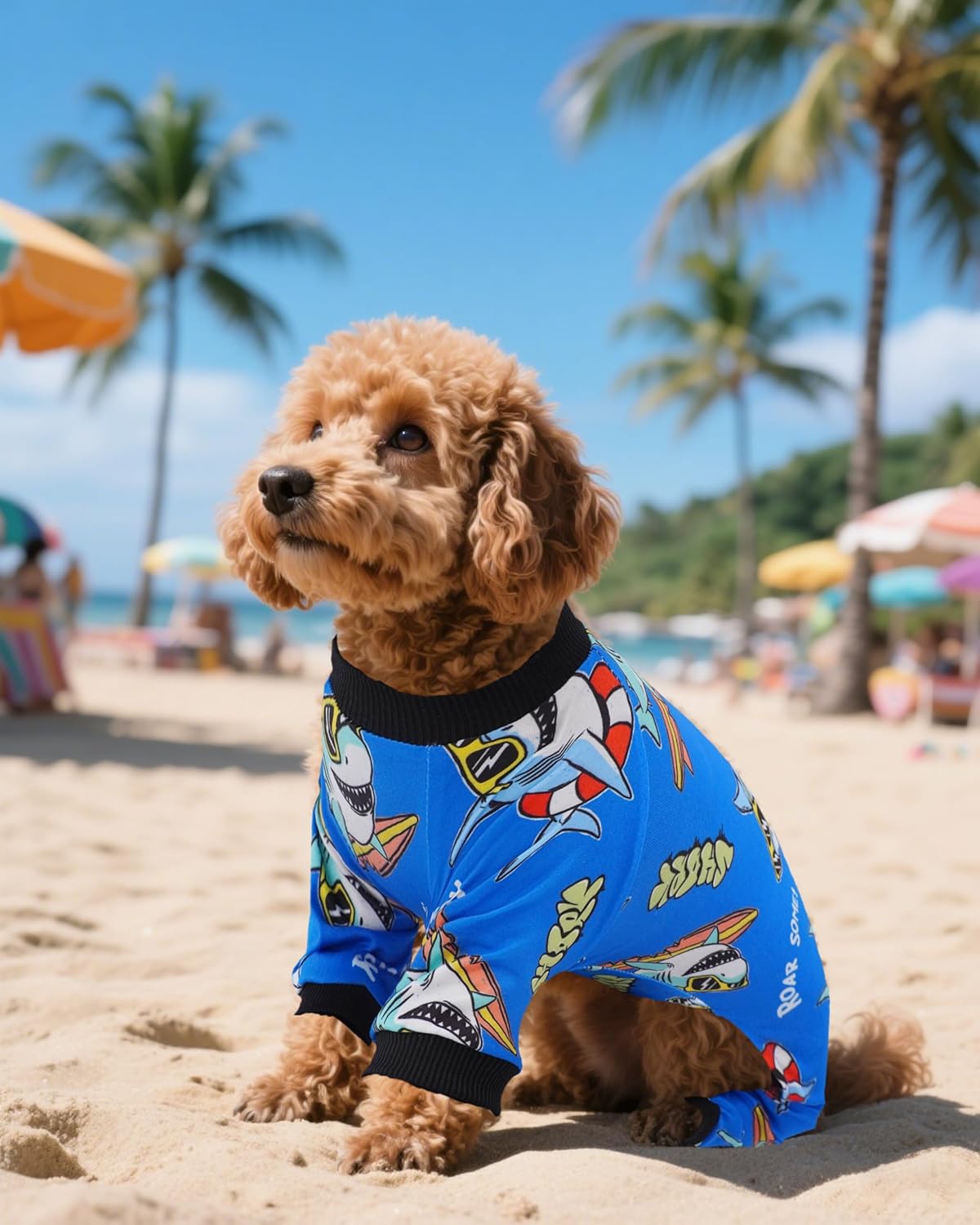 PET SHOW 4 Pack Small Dog Pajamas for Boy Doggies Dinosaur Shark Soft Stretchy PJs Plaid Jumpsuit Puppy Cats Paw Onesies Outfits with Sleeve Pets Breathable Summer Clothes Costume M