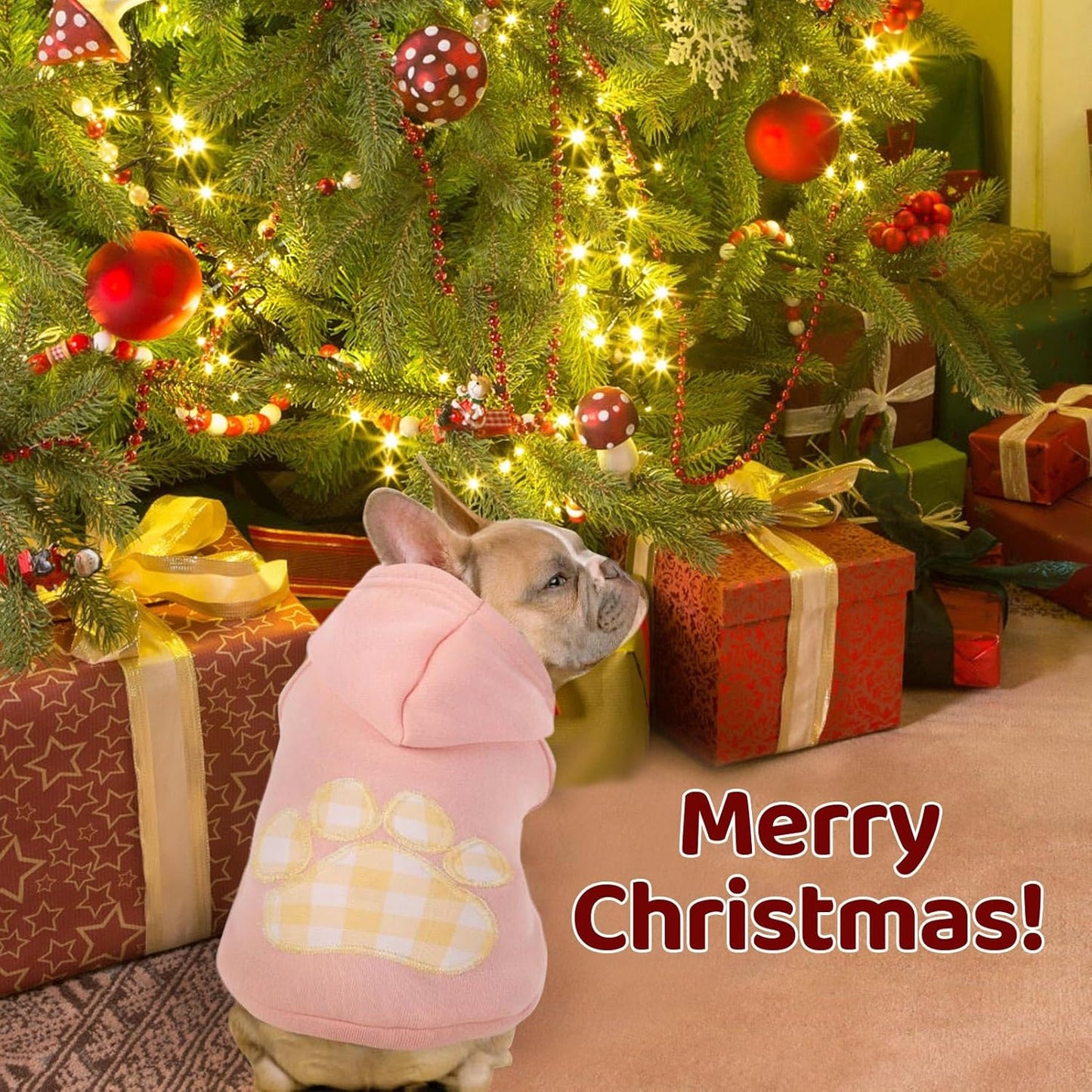 SAWMONG Dog Hoodie,Flannel Pet Hooded Sweater with Hat Puppy Pullover Sweater Shirt,Dog (Pink,XL)