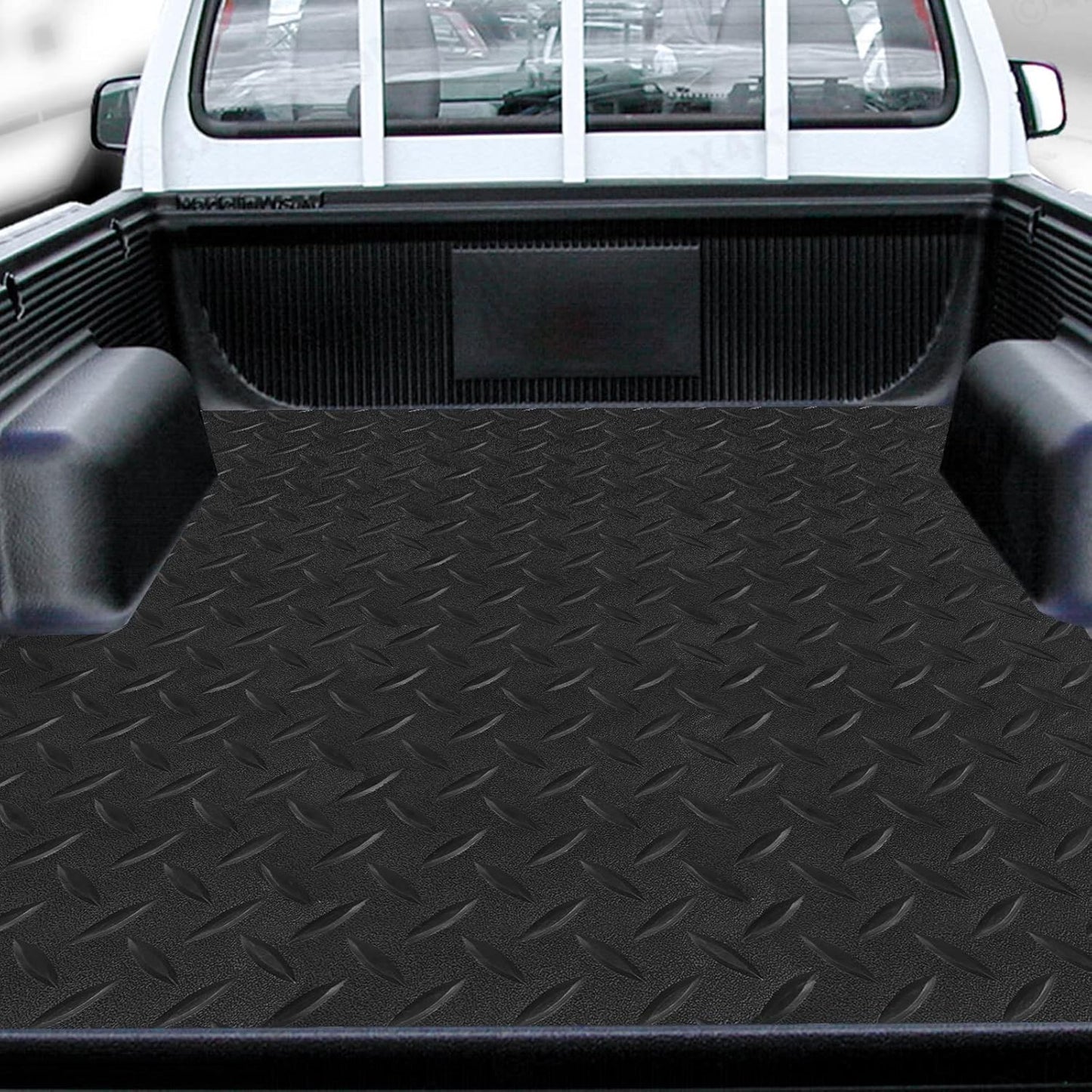 Boshen 7.5Ft x 17Ft Rubber Flooring Mats 2.9mm Thickened Diamond Plate Flooring Roll 127.5sqft Garage Floor Mats Non-Slip Floor Protector Mat for Garage Warehouse Gym Basement-Black