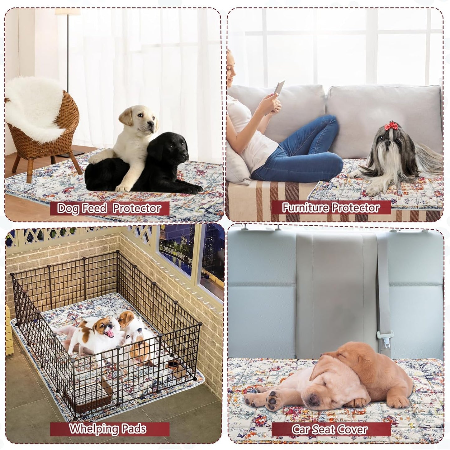 Washable Thickened Pee Pads for Dogs, 2 Pack (36"x42") Upgrade Reusable Puppy Pads with Non-Slip Rug, Super Absorbent Leakproof Puppy Training & Whelping Pads for Dogs, Doggie