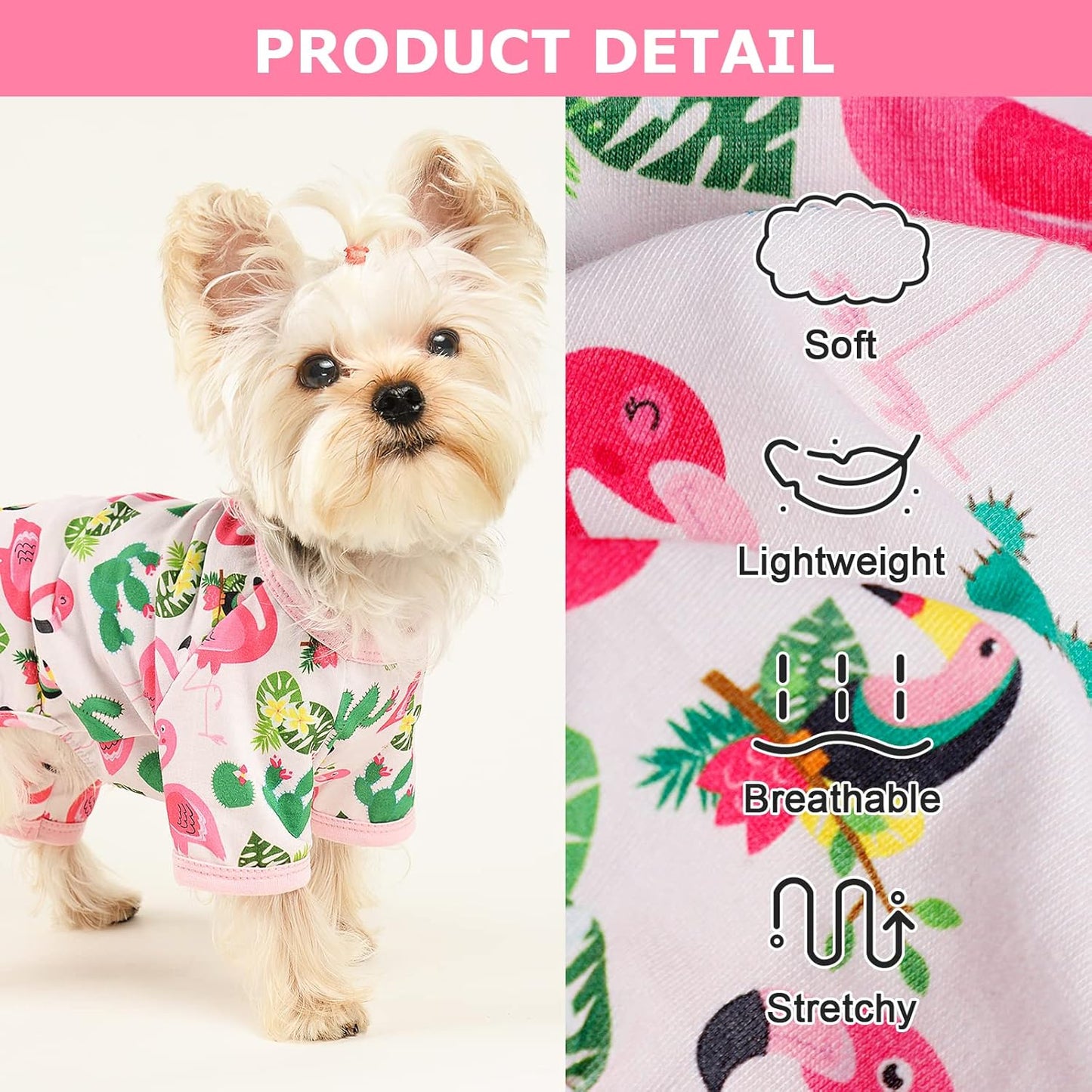 Dog Pajamas Pjs Summer Girl Dog Clothes for Small Dogs Girl - Boy - Medium Size Dogs, Soft Cute Puppy Clothes Fall Dog Onesies Cat Pet Jammies Outfit for Chihuahua Yorkie(Pink, Small)