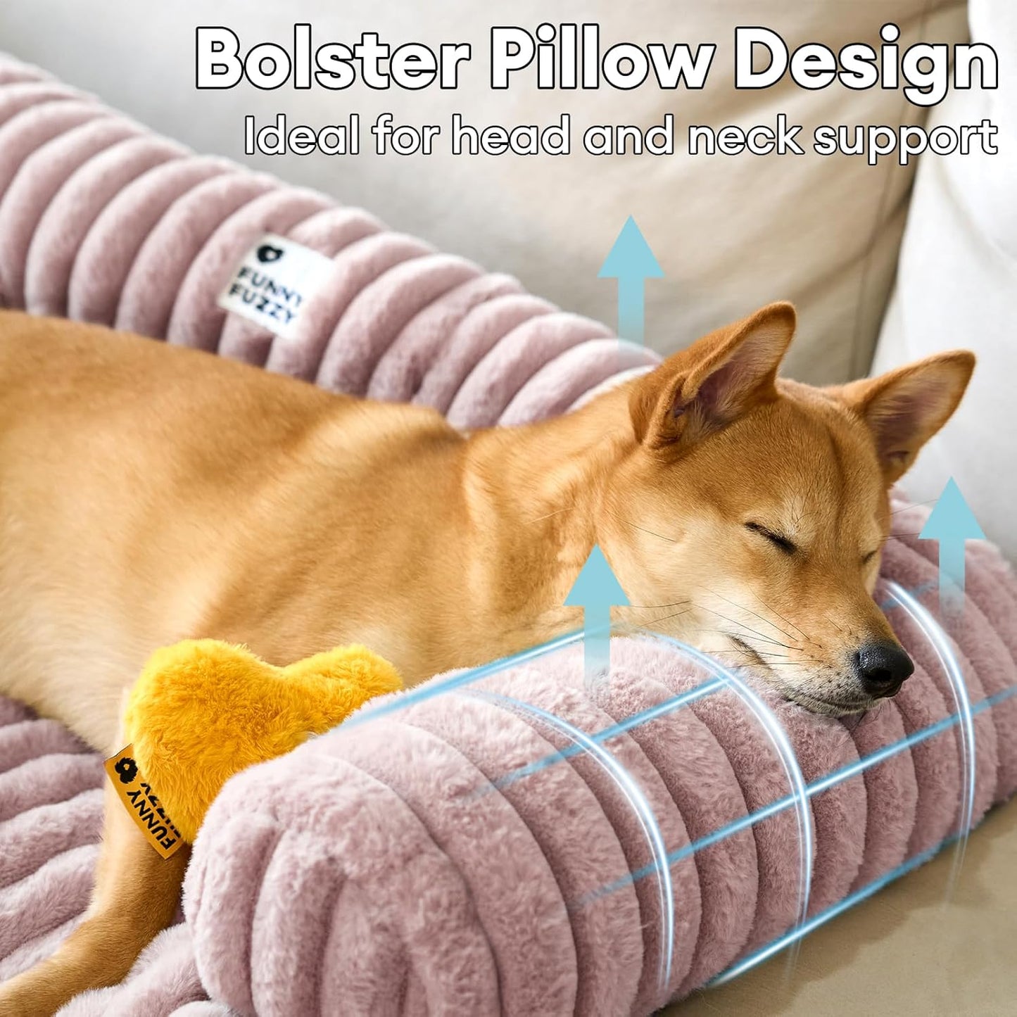 FUNNY FUZZY Pet Couch Cover for Sofa, Calming Dog Bed for Couch, Fluffy Plush Dog Couch Mat for Furniture Protector for Large Medium Small Pets, 47×37 in, Pink