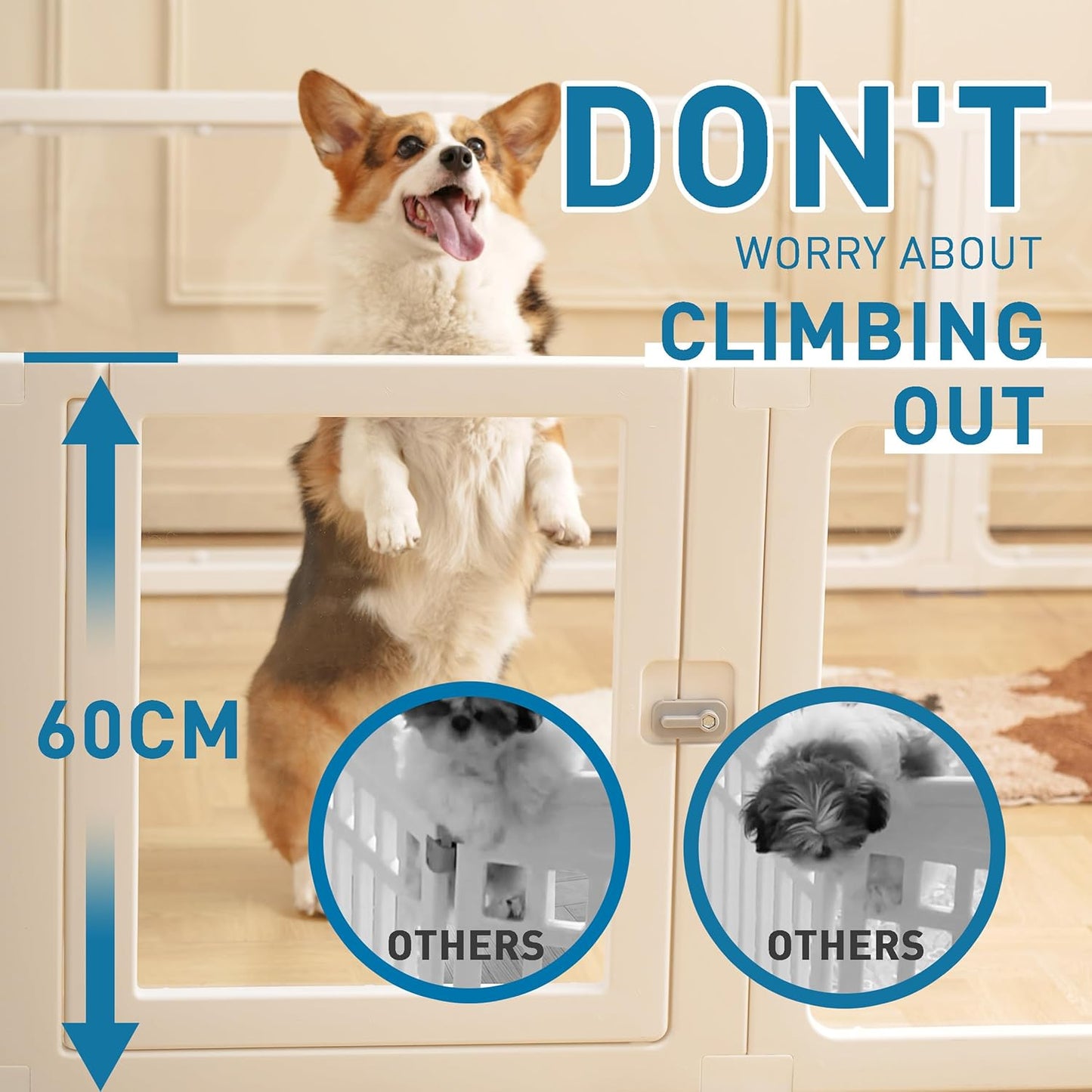 Citylife Dog Playpen with Door Clear Pet Playpen for Indoor Outdoor Easy to Install and Remove Puppy Playpen for Dogs, Cats, Bunnies, Pigs, 8 Panels