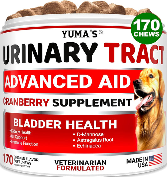 Dog UTI Treatment - 170 Treats - Cranberry Supplement for Dogs - Bladder Control - Urinary Tract Infection Treatment - UTI Medicine Multivitamin - Vitamins and Supplements - Made in USA