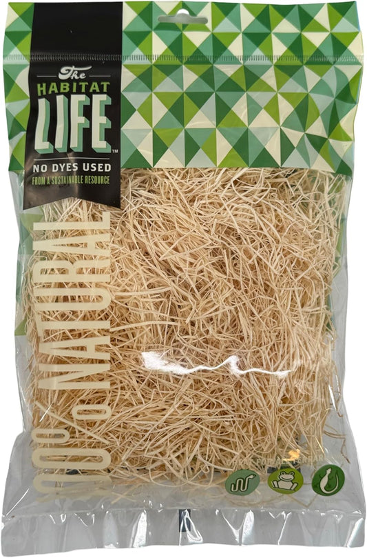The Habitat Life - Natural Fine Cut Excelsior - for Birds, Hamsters, Gerbils, Rats & Other Small Mammals - Soft & Absorbent - Wood Fiber - Dye-Free & Safe - Small - 1 Pack