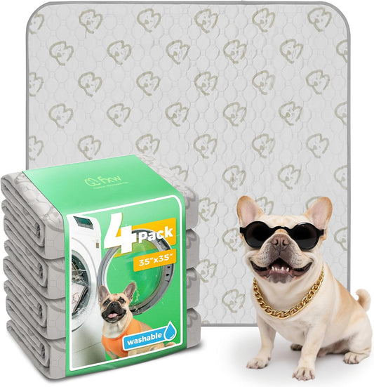 FXW Washable Pee Pads for Dogs, Puppy Pads with Super Absorbent, Specifically Designed for Potty Training, 35" Square, Khaki, 4 Packs