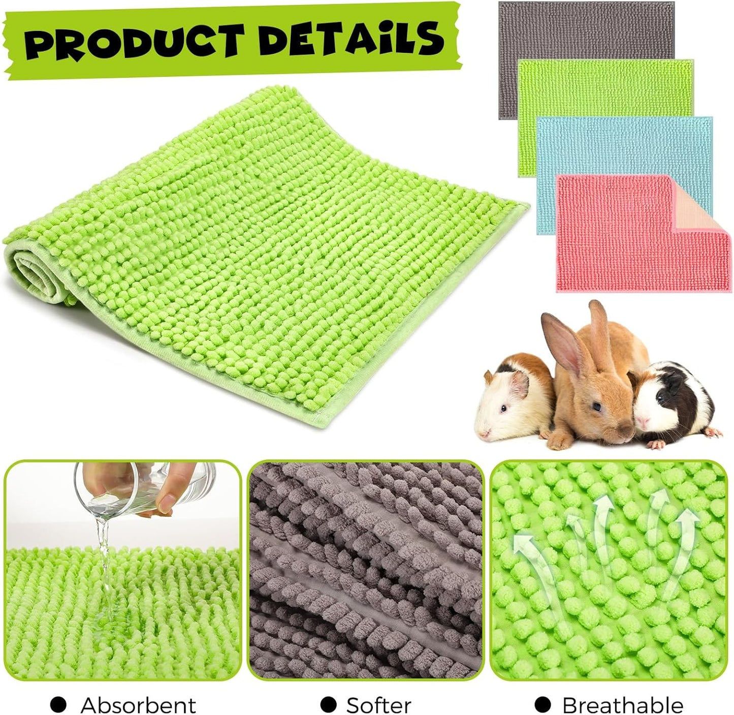 Barydat 8 Pcs Guinea Pig Cage Liner for Guinea Pig Cage Bedding Reusable Rabbit Mat Pad Washable Training Pad Animal Sleeping Bedding Mat