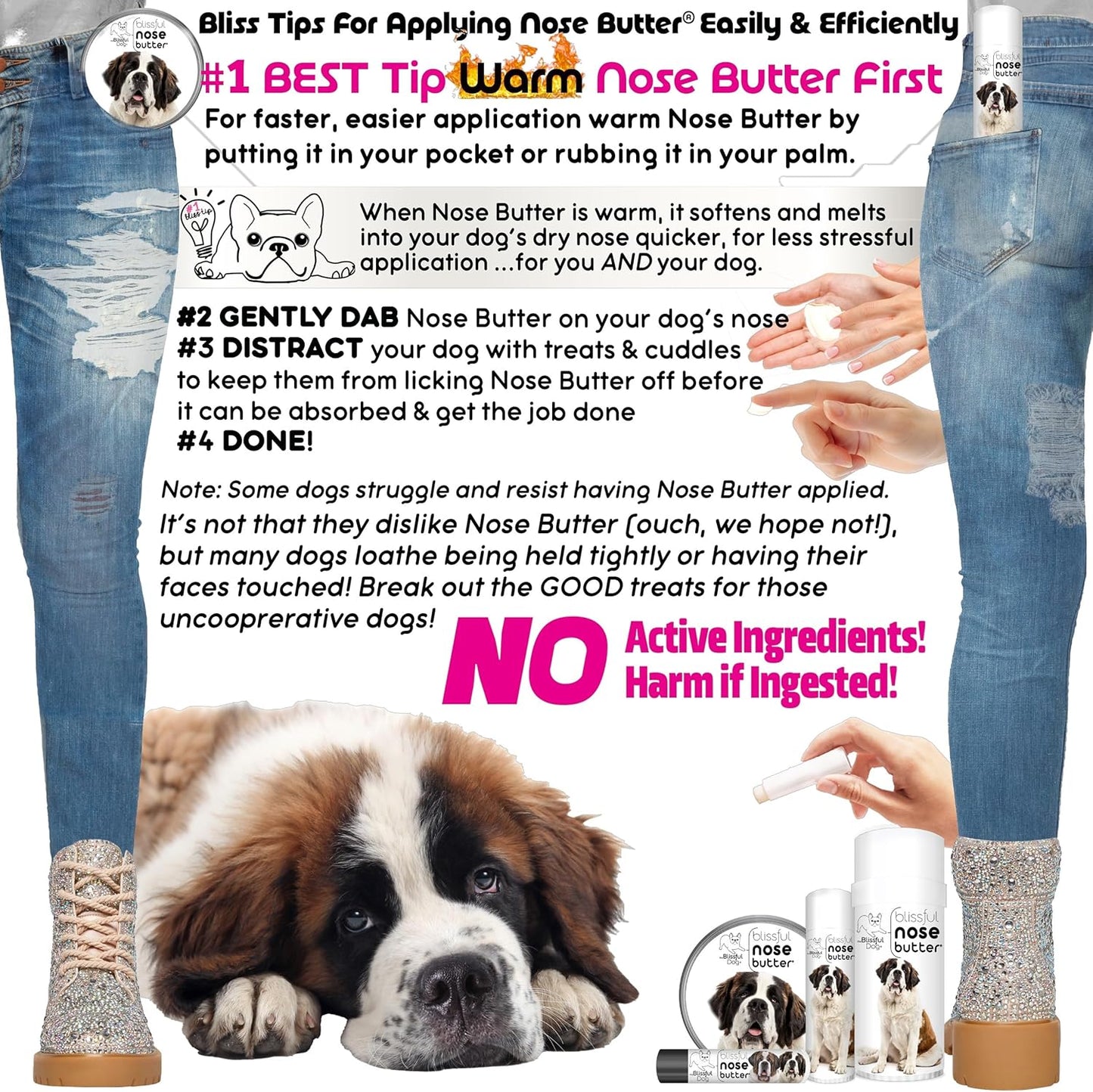 The Blissful Dog St. Bernard Unscented Nose Butter - Dog Nose Butter, 0.50 Ounce