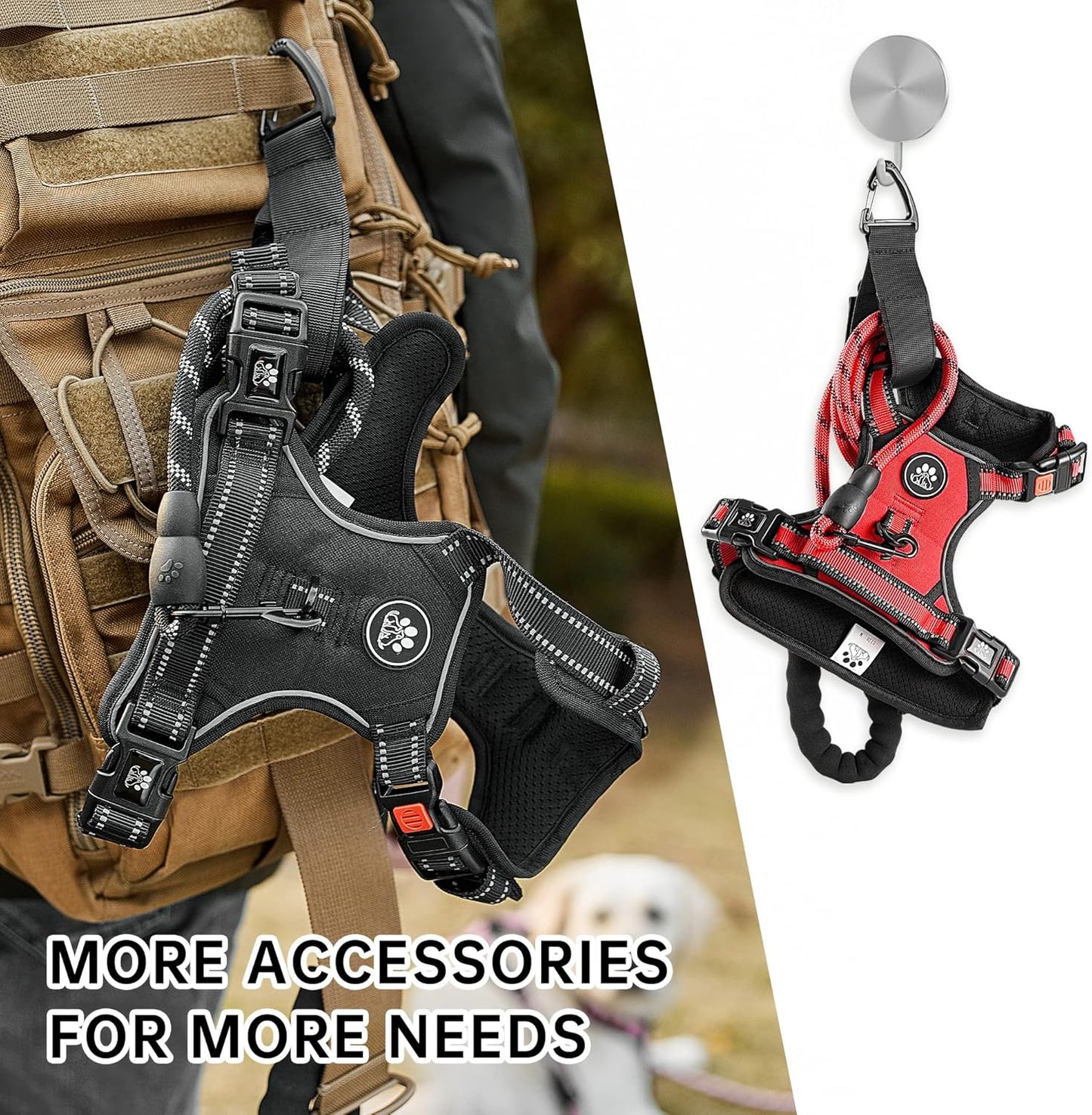 NESTROAD No Pull Dog Harness,Adjustable Oxford Dog Vest Harness with Leash,Reflective No-Choke Pet Harness with Easy Control Soft Handle for Small Dogs(Small,Red)