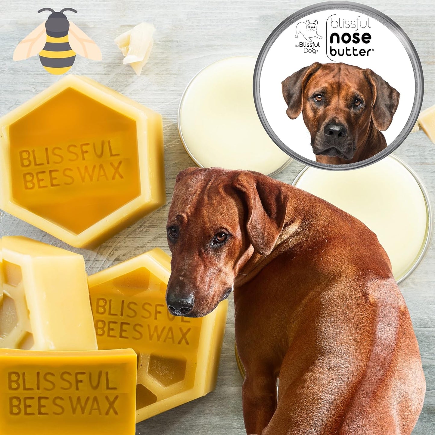 The Blissful Dog Rhodesian Ridgeback Nose Butter for Dry, Cracked Skin, Lick-Safe Dog Nose Balm with Moisturizing Shea Butter, Almond, Olive, and Essential Oils, Pet Supplies, Uncented, 2 oz.